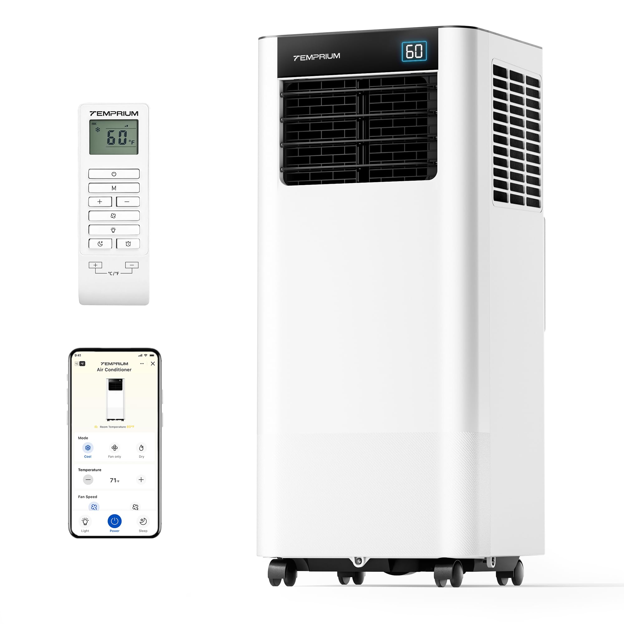 Temprium 8,000 BTU Portable Air Conditioners with WIFI Enabled, Smart Air Conditioner Portable with APP/Voice/Remote Control, Po
