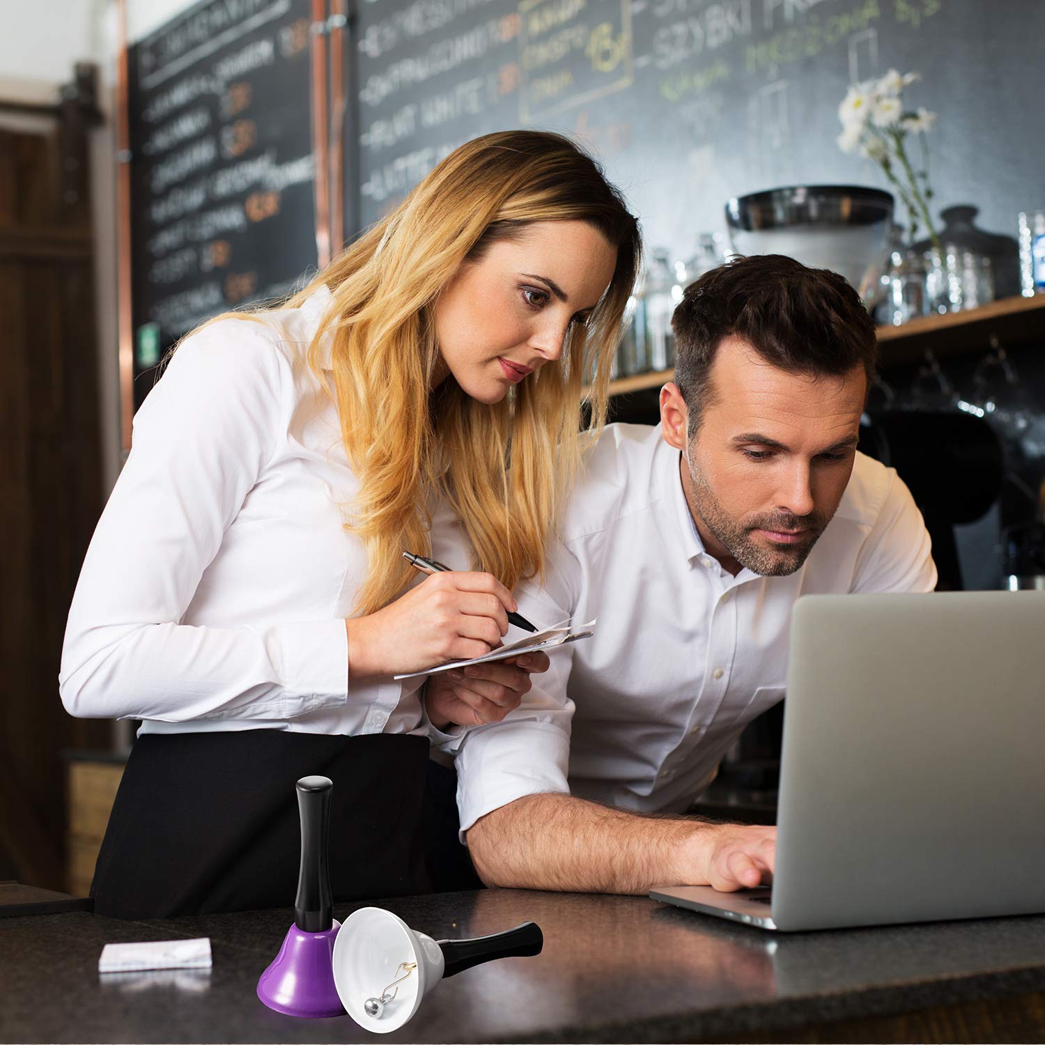 24 Pieces Metal Steel Hand Bell Call Service Colorful Note Musical Instruments Handbell With Black Wooden Handles For School Din