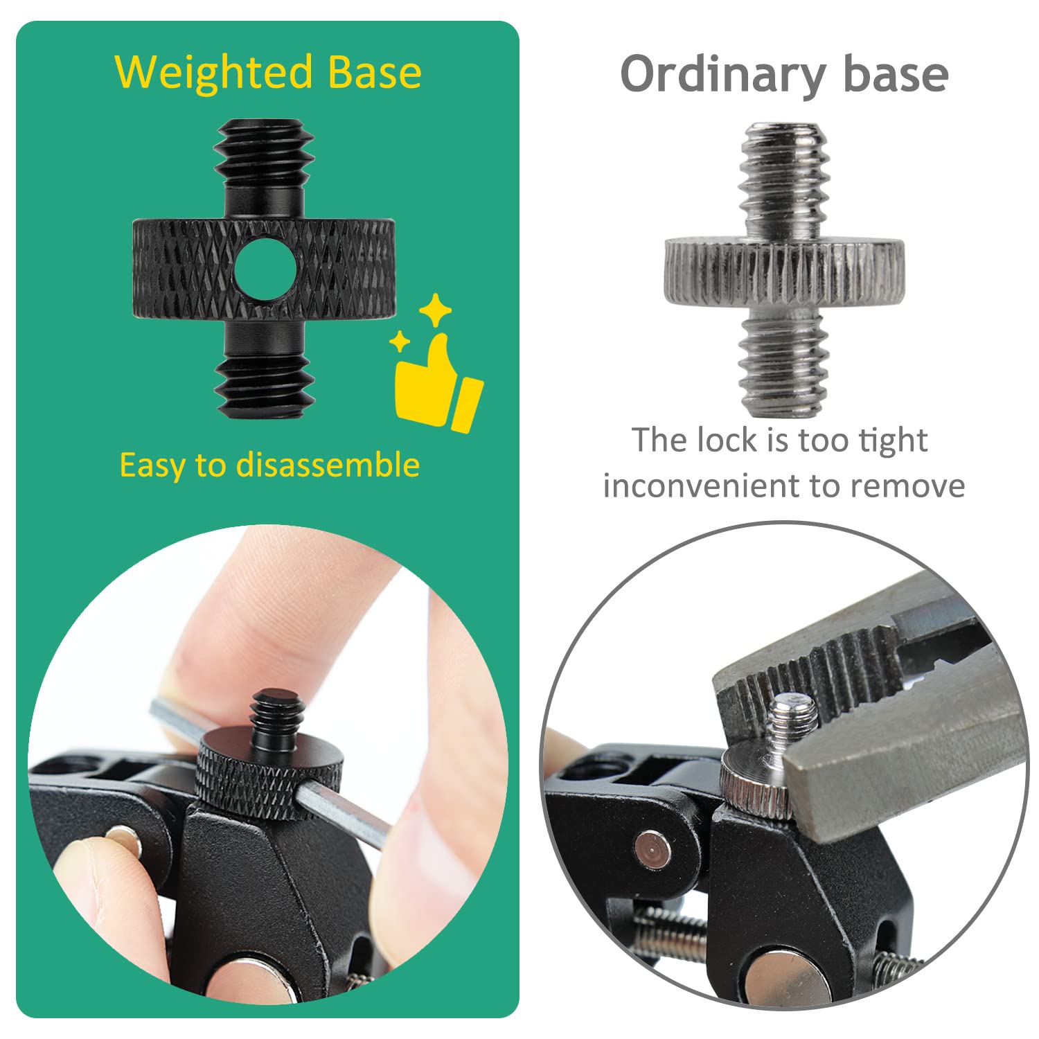 Rigych 1/4 Male To 1/4 Male Tripod Screw Adapter With Hole 1/4 Screw Camera Mount For Camera Tripod Mic Stand Mic Mount Light St