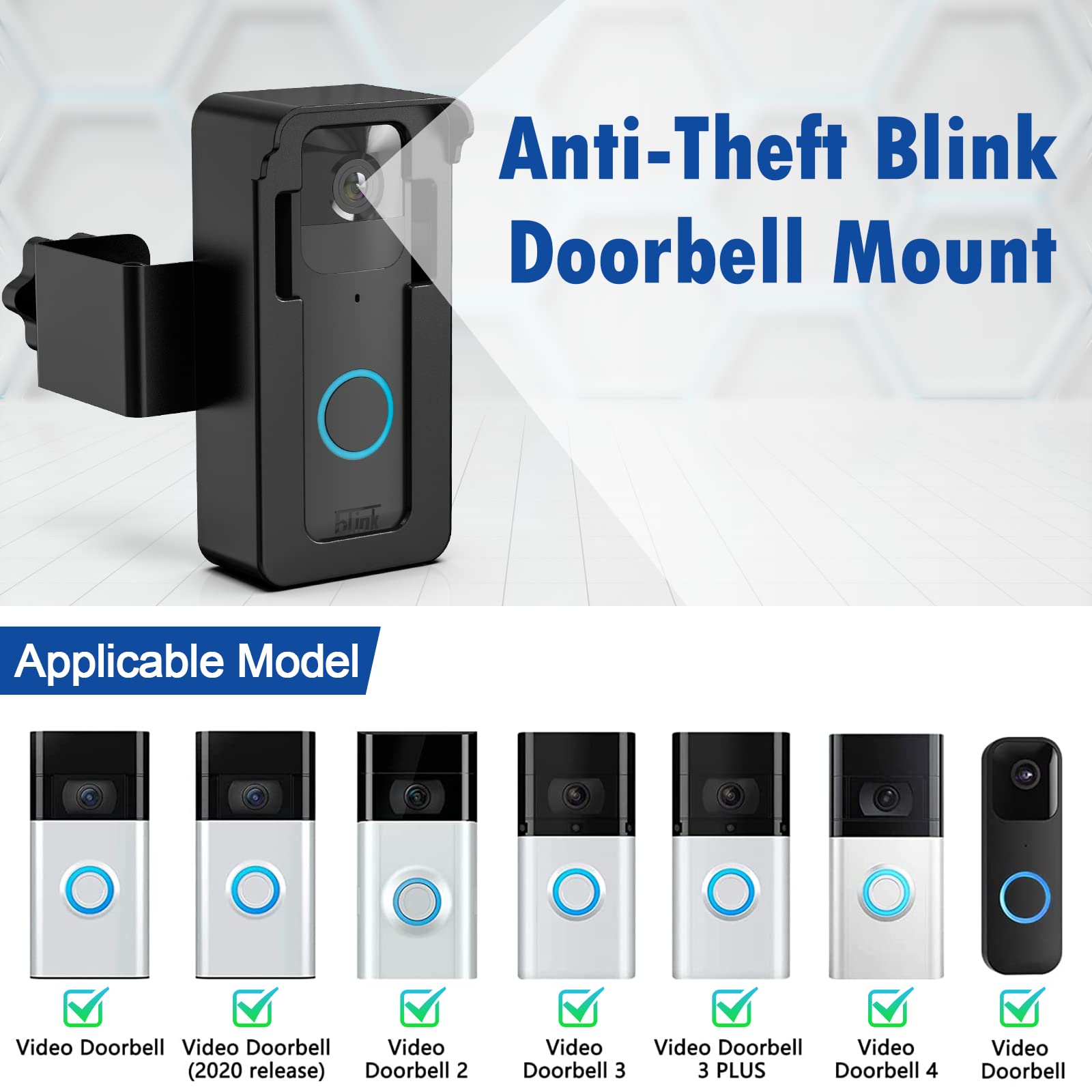 Mrount Anti Theft Blink Doorbell Camera Mount Compatible With Blink And Video Doorbell 4/3/3 Plus/2/1/(2020 Release), No Drill M