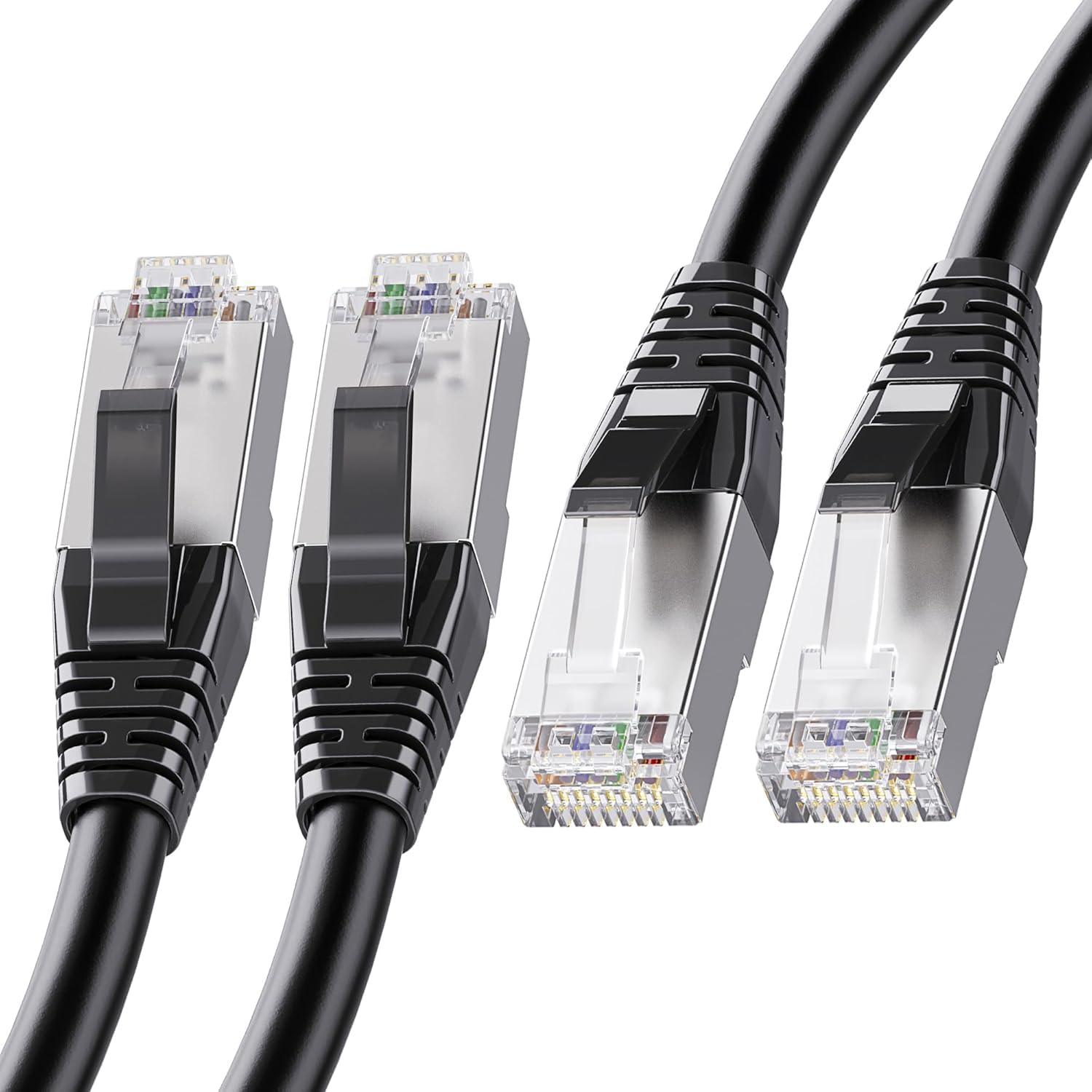 Cable Matters [Cat8 Certified] 2 Pack 40Gbps Shielded Cat 8 Ethernet Cable   5ft, 2000Mhz Category 8 Ethernet Cord, Cat8 Internet Cable, Black