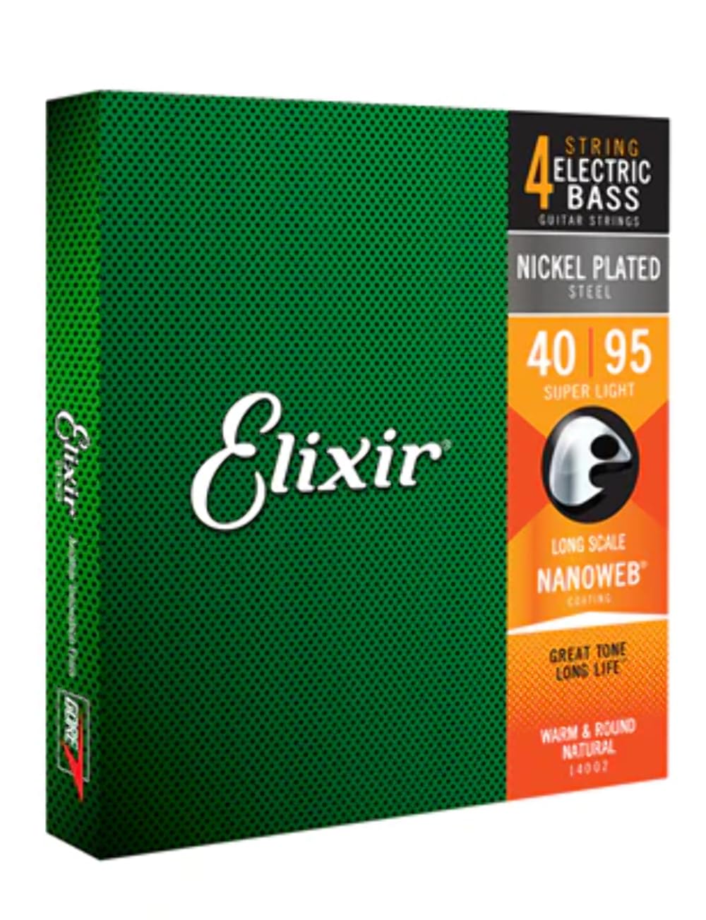 Elixir Strings Nickel Plated Steel 4 String Bass Strings W Nanoweb Coating, Long Scale, Super Light (.040 .095)