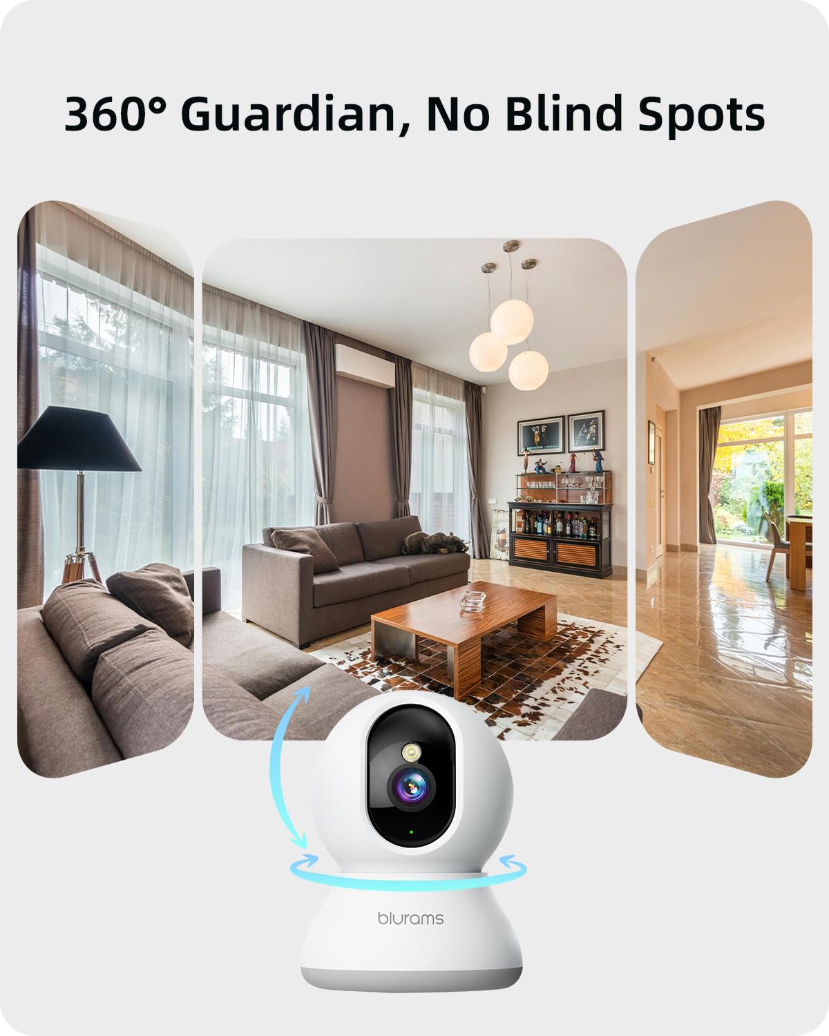 Blurams Security Camera, 2K Indoor Camera 360A Pet Camera For Home Security Wmotion Tracking, Phone App, 2 Way Audio, Ir Night V