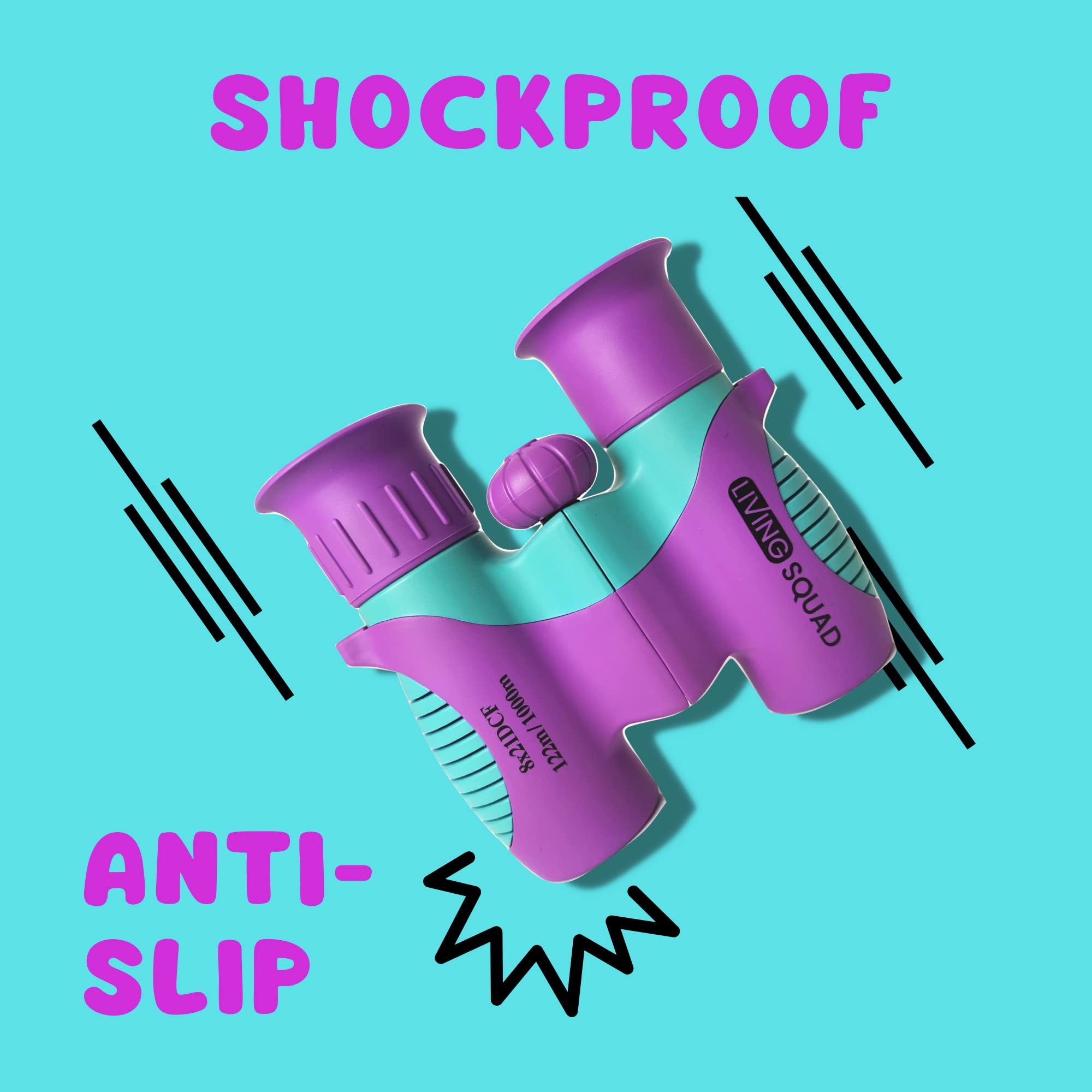 Kids Binoculars 8X21 Purple, Girls Toy Age 3 To 12, Shockproof Compact Binoculars For Kids With High Resolution Optics For Bird