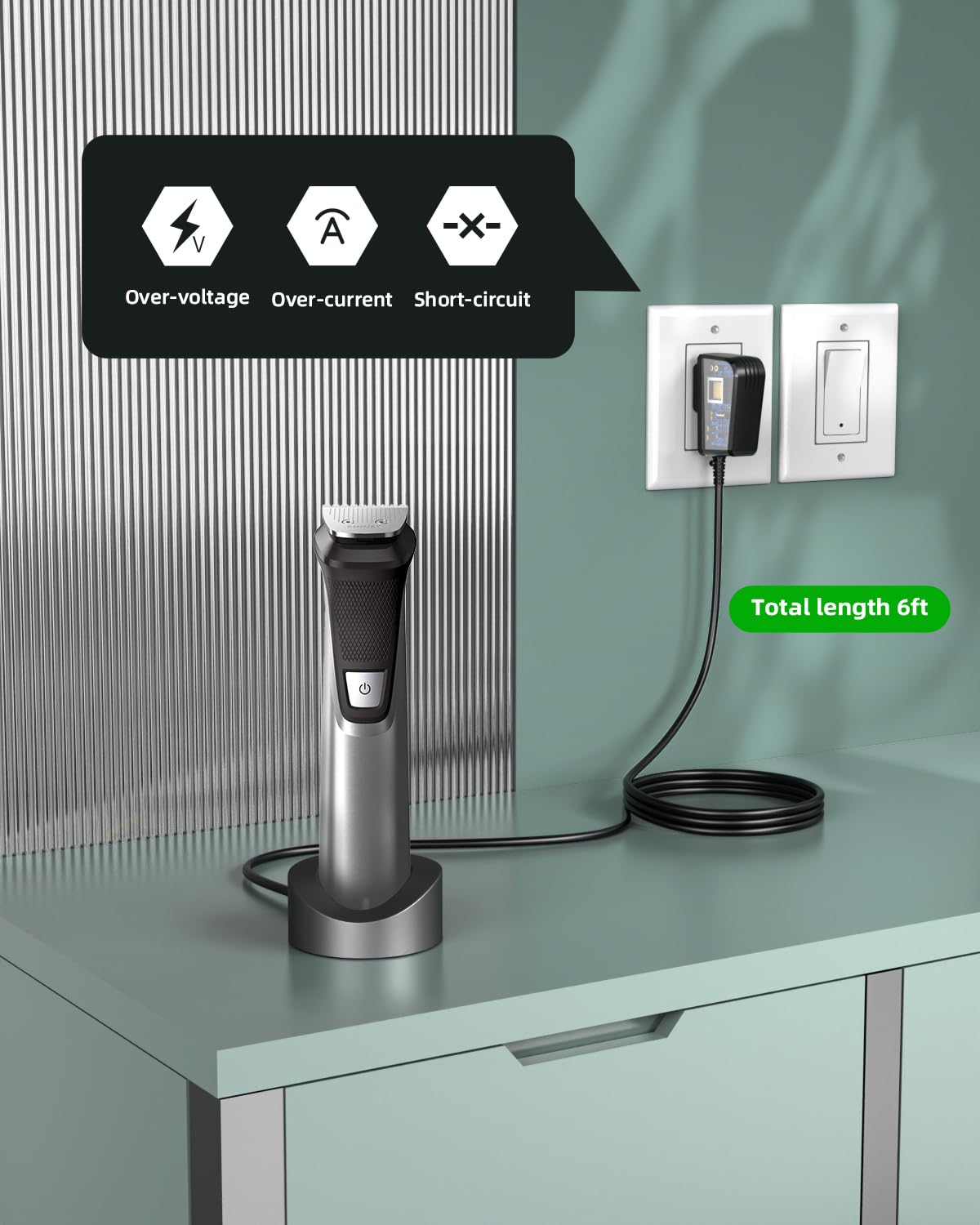 Superer 15V Charger Fit For Philips Norelco Hq8505 6000 7000 9000 Series, Multigroom Mg5750 Mg7750 Mg7770 Mg7790 Qp6531 Bg7030 B