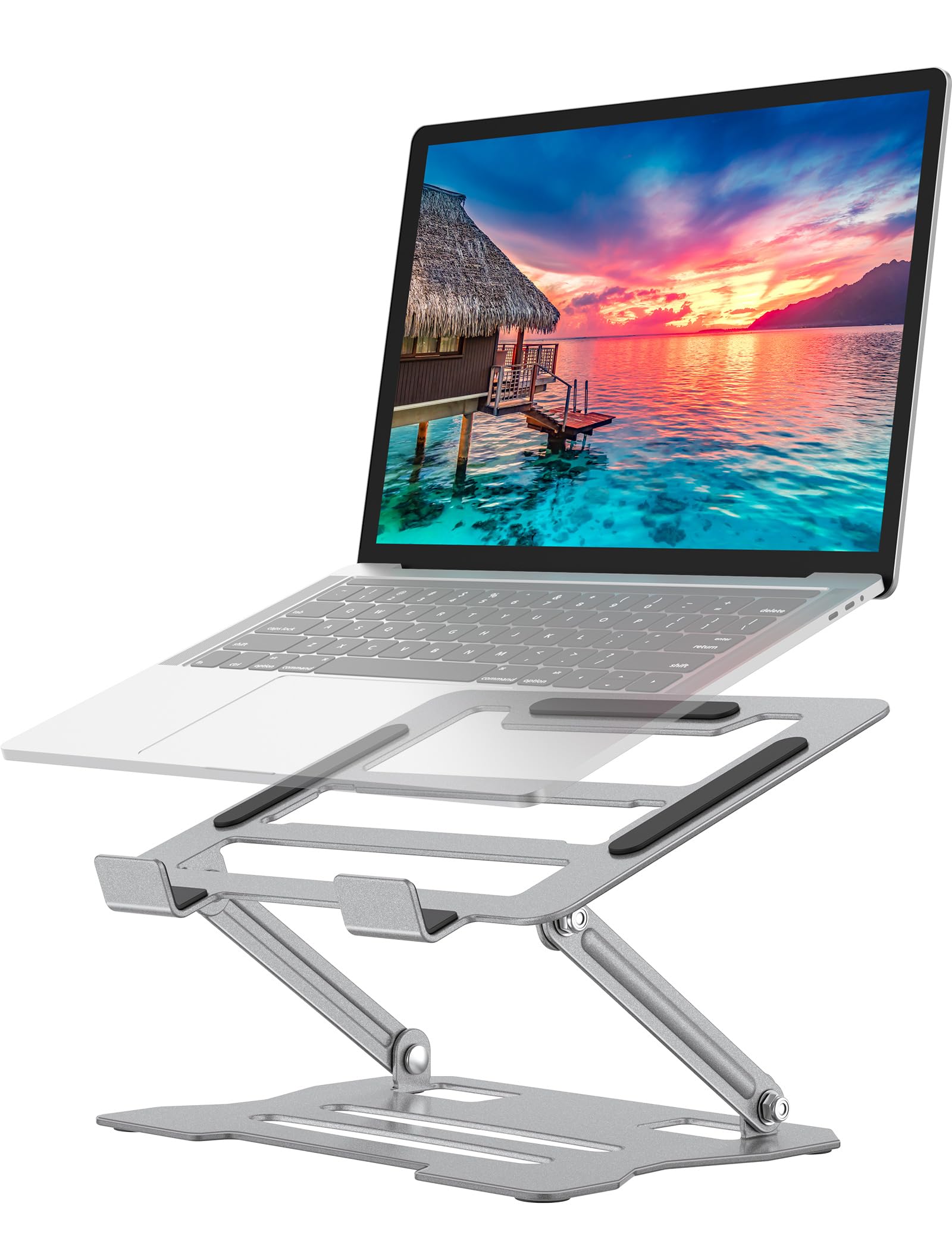 Klsniur Laptop Tablet Stand, Universal Adjustable Carbon Steel Laptop Computer Stand, Ergonomic Foldable Portable Desktop Tray Cooling Holder Compatible With 10'' 15.6'' Devices(Silver)
