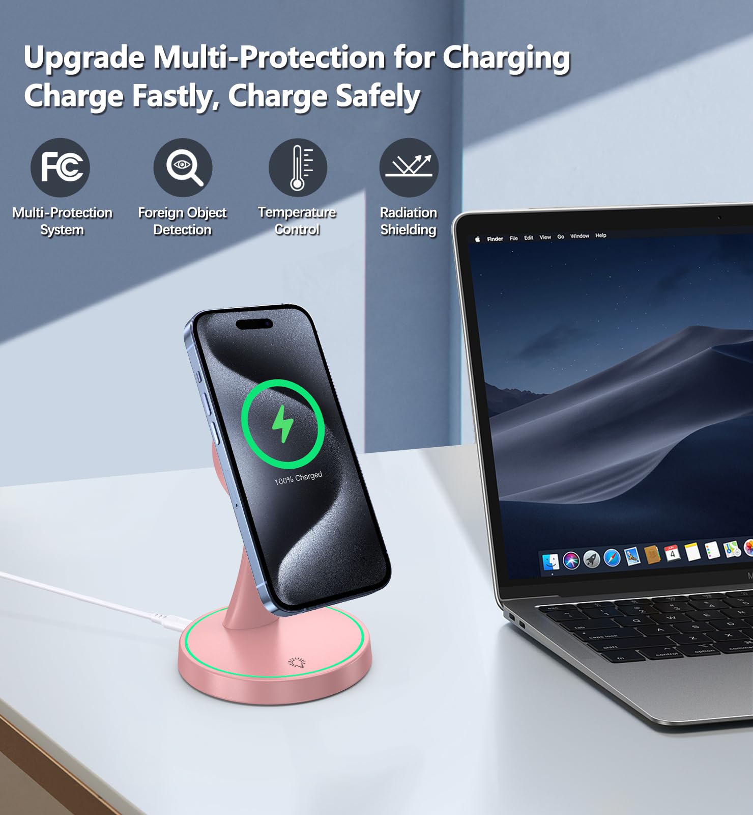 Voice Tank Magnetic Wireless Charger Stand 15W Fast Mag Safe Charger For Iphone 15/15 Pro/15 Plus/15 Pro Max/14/13/12 Series Mag