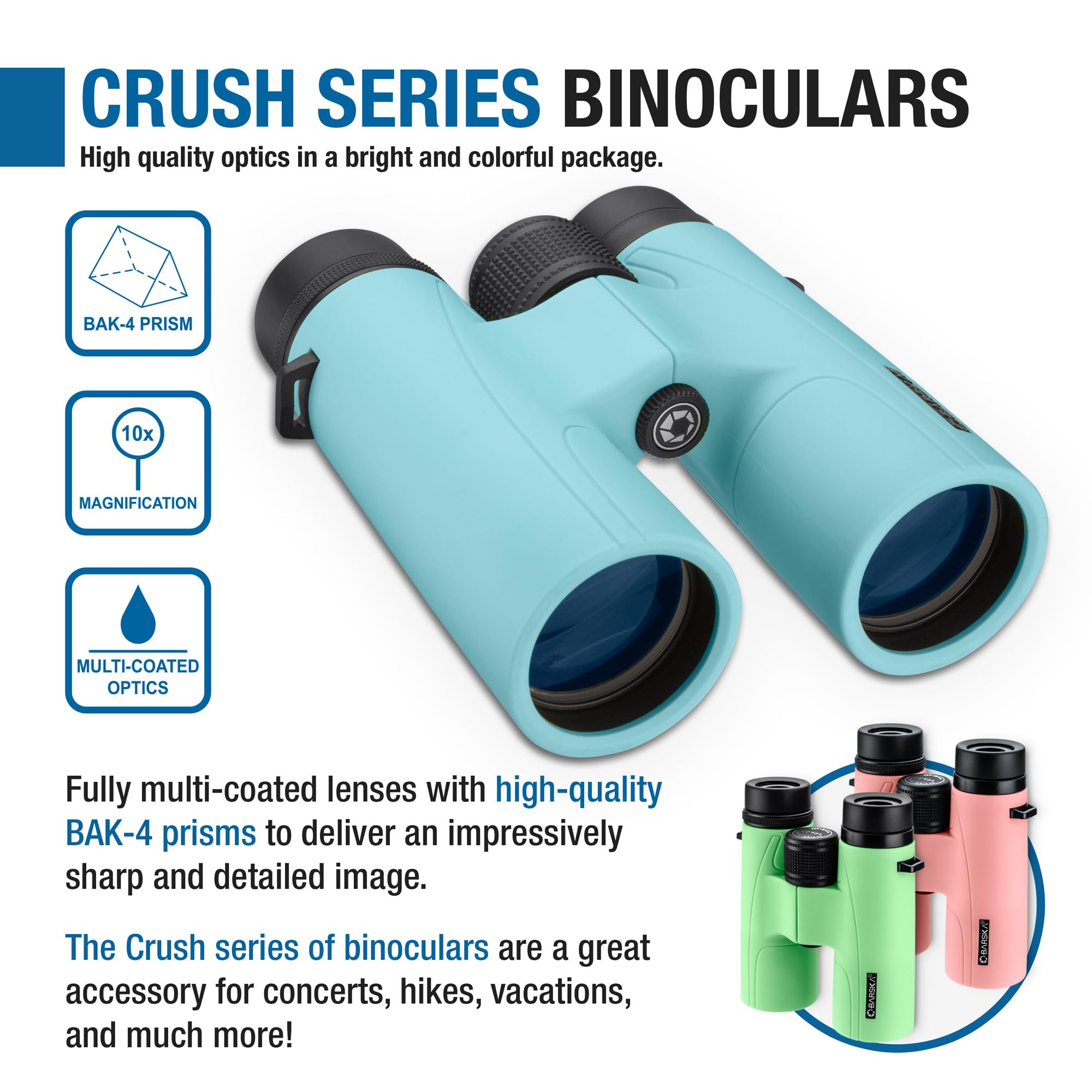 Barska 10X42Mm Crush Binoculars, Breeze Blue