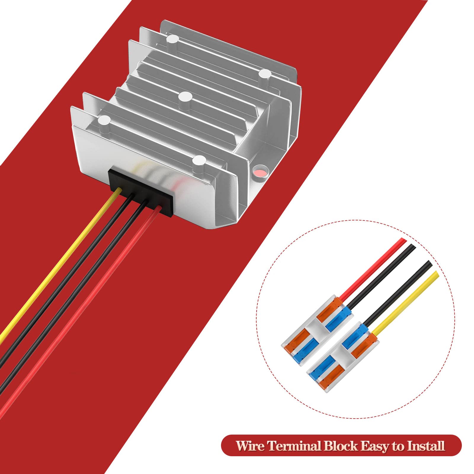 12V To 5V Converter 10A 50W, 24V To 5V Converter With Wire Terminal Block, Buck Converter 24V To 5V For Car Electronics Truck Ve