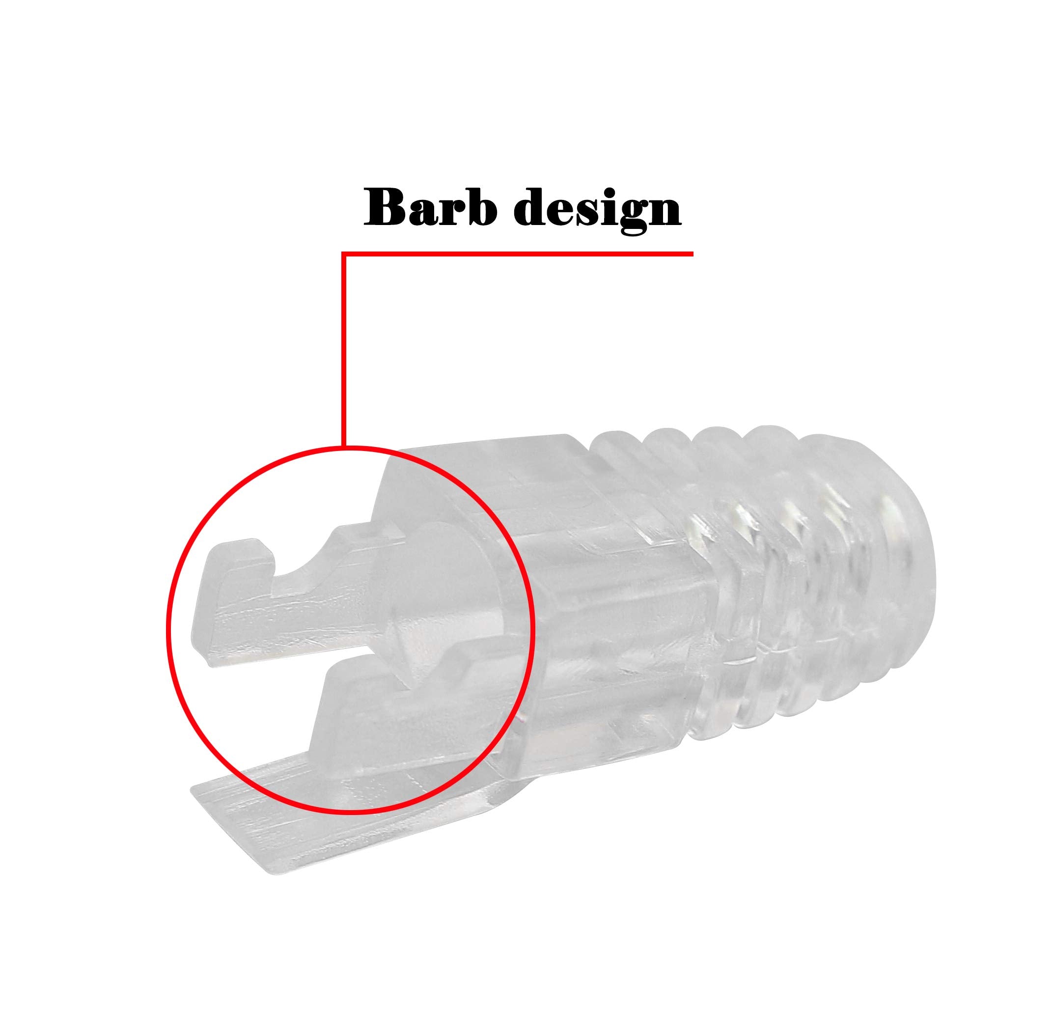 Gelrhonr 100 Pcs Rj45 Cat6 Strain Relief Boots Connector For Standard Cat6 Cat6A Ethernet Cable Lan Cable Connector Boot Cover For Various Diameter Lan Cable Clear