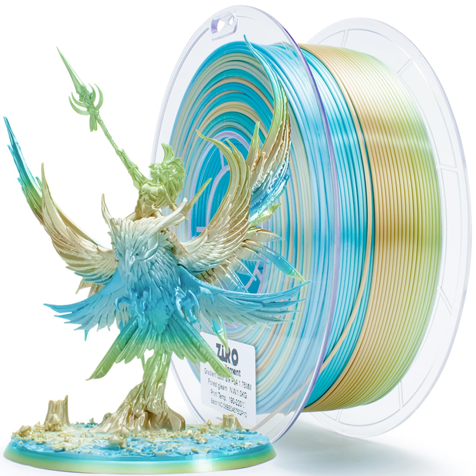 ZIRO Fast Color Change PLA, 1.75mm Color Gradient Filament, Glossy Rainbow PLA Filaments, Fit for Most 3D Printer Pen, Shiny Sur