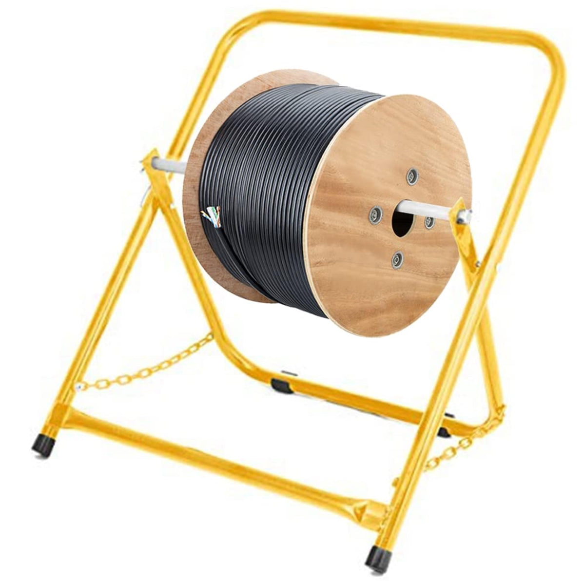 Adirpro Durable Single Axle Cable Caddy   Commercial Industrial Grade Steel Wire Dispenser   Compact Design Holds Cable Reels Up