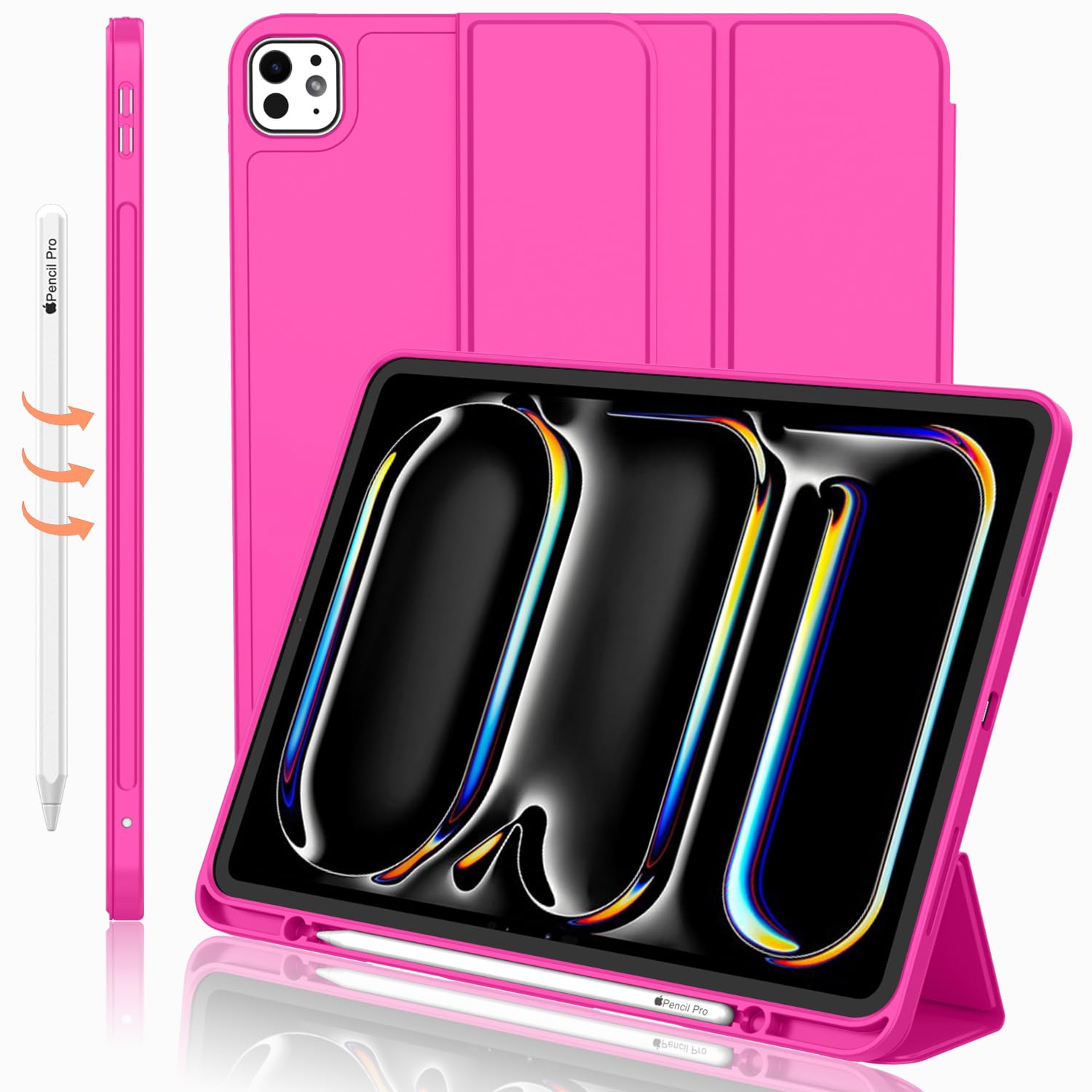 iMieet iPad Pro 13 Inch Case M4 (2024) with Pencil Holder, [Support Pencil Pro and Pencil (USB-C)],Trifold Stand Smart Case with
