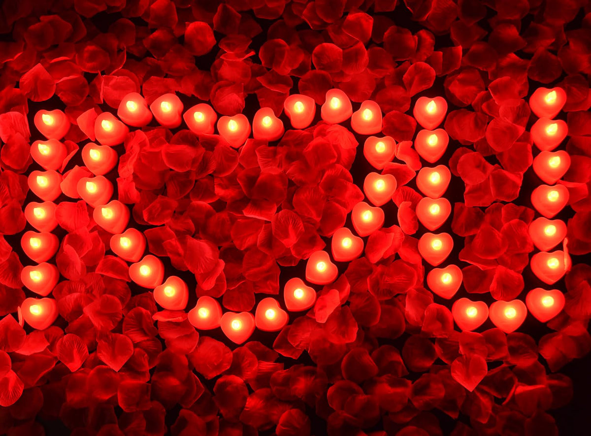 Koaby 4000Pcs Artificial Rose Petals With Led Tea Lights Kit, For Special And Romantic Night Valentine Wedding Decor(4000Pcs Art