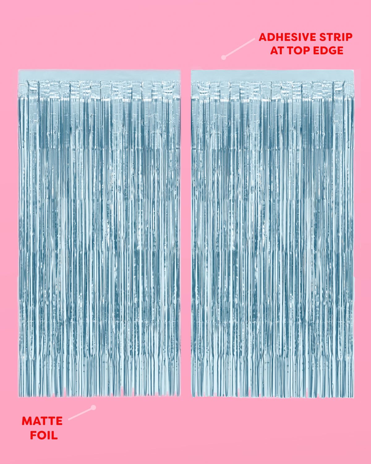 Xo, Fetti Party Decorations Matte Blue Fringe Foil Curtain   Set Of 2 | Bachelorette Bridal Shower Backdrop, Wedding, Birthday P