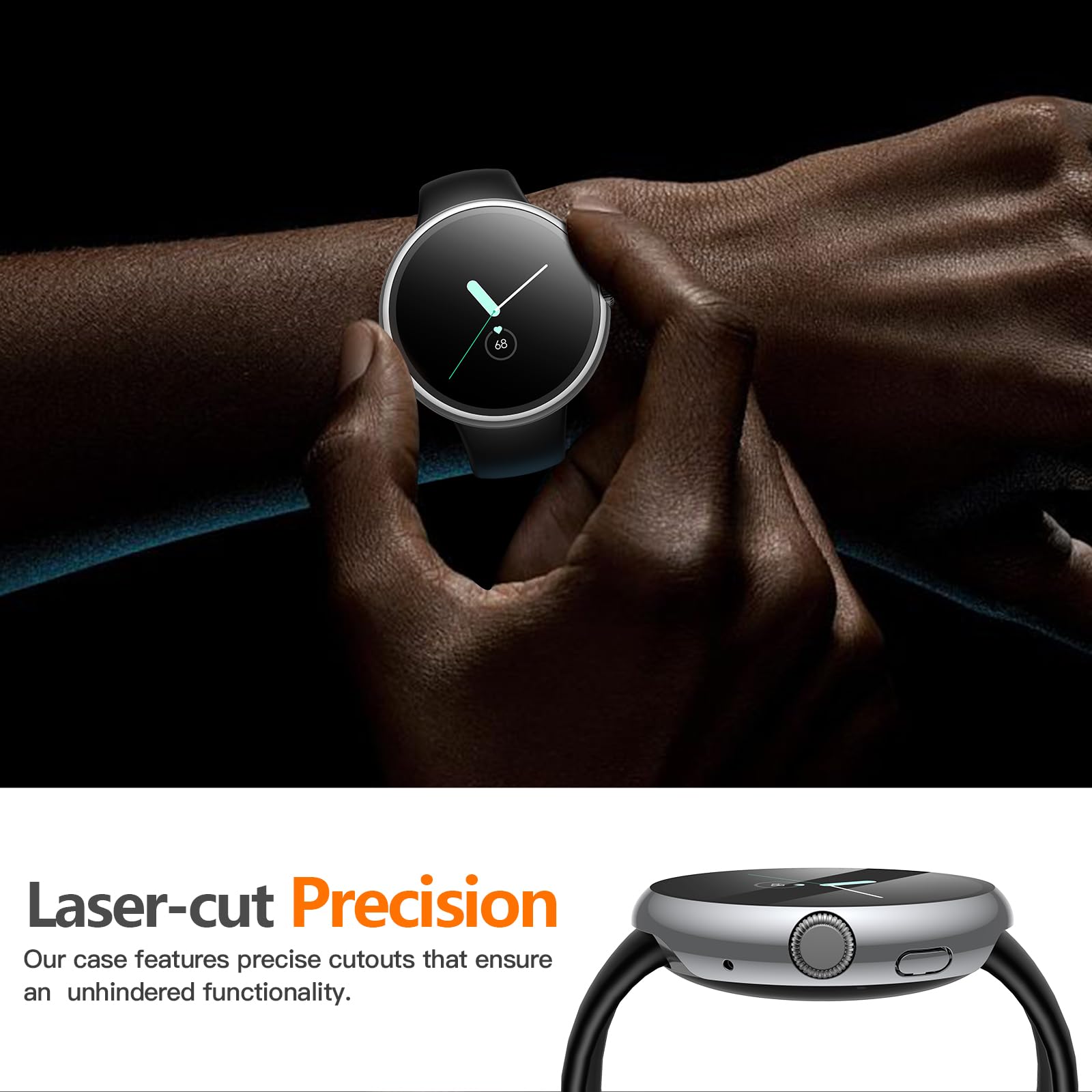 Misxi 2 Pack Hard Pc Case With Screen Protector Compatible With Google Pixel Watch 2 (2023) / Pixel Watch 41Mm, High Sensitivity