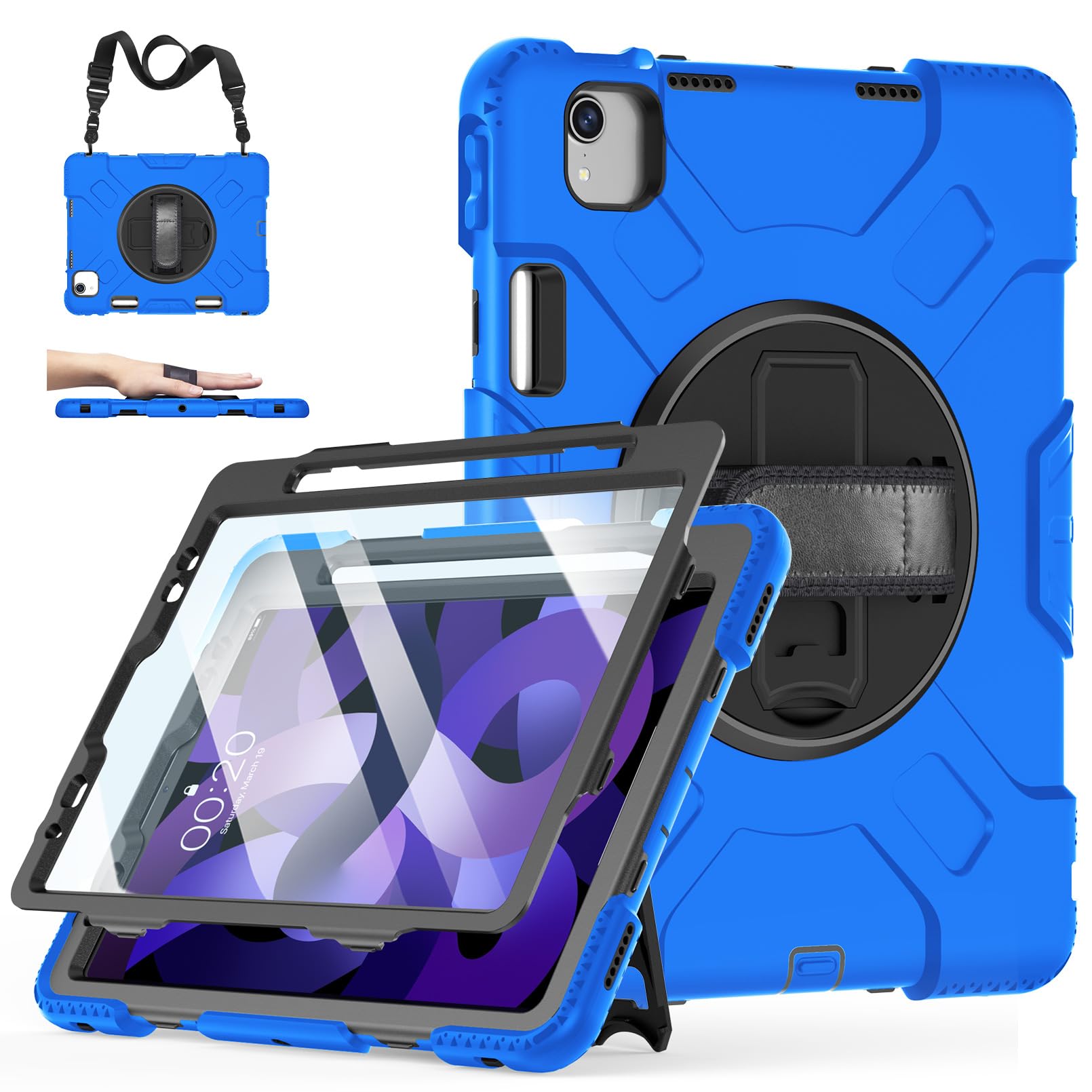 Case For Ipad Air 5Th/ 4Th Generation (2022/2020): Cover For Ipad Air 10.9 Inch With Screen Protector  Stand  Handle  Shoulder S