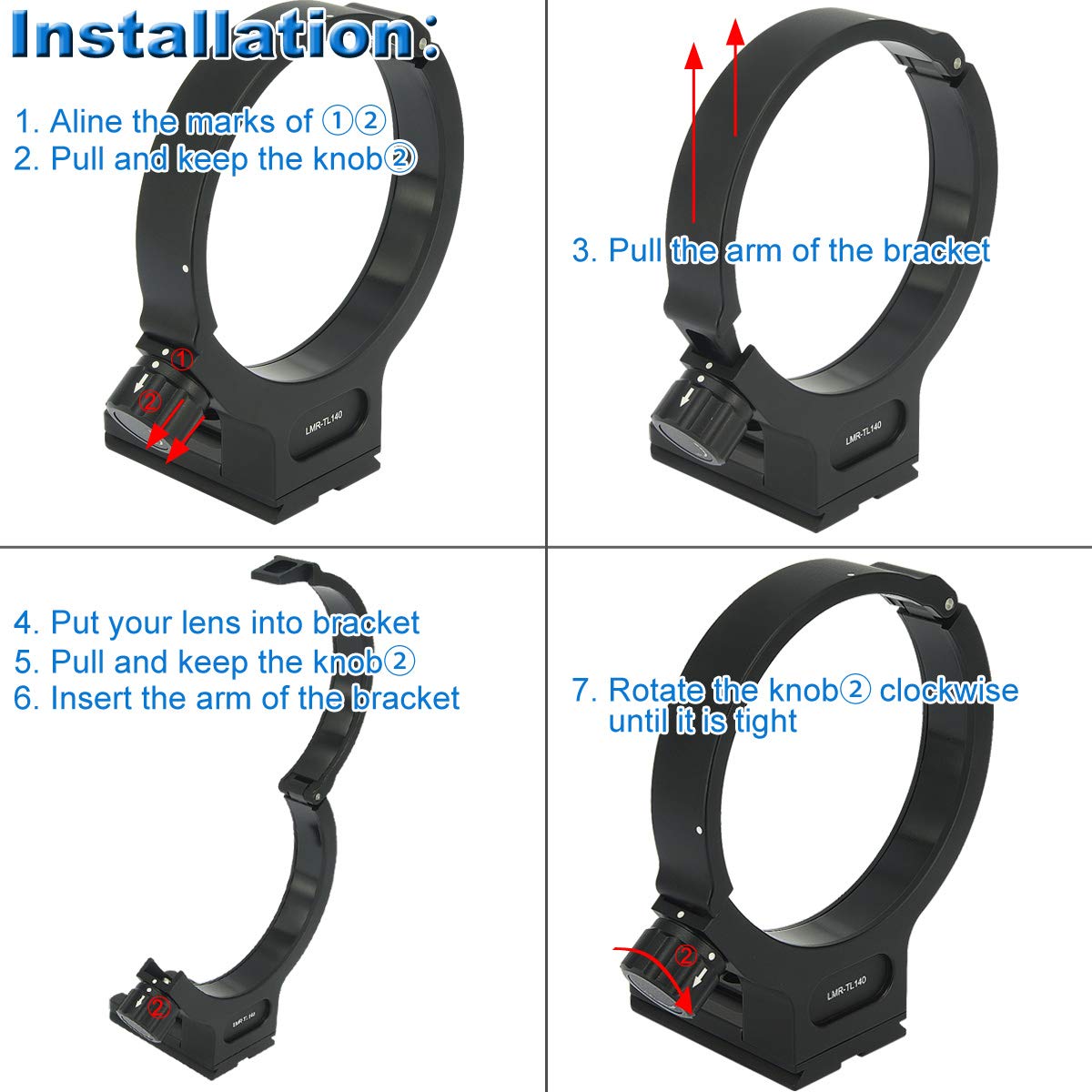 Haoge Lmr Tl140 Lens Collar Replacement Foot Tripod Mount Ring Stand Base For Tamron 100 400Mm F/4.5 6.3 Di Vc Usd A035 Lens Built In Arca Type Quick Release Plate Replace Tamron A035Tm