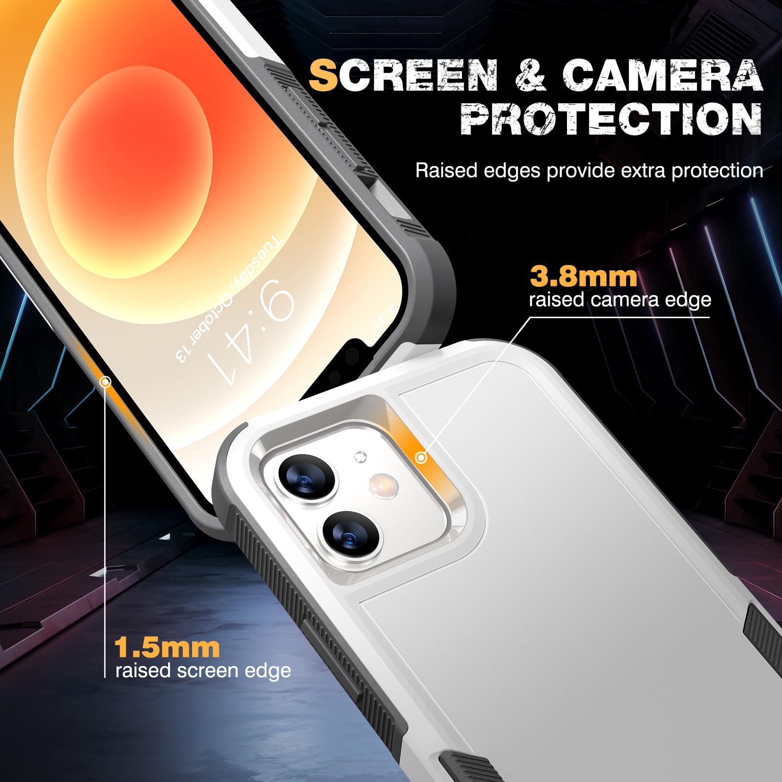 Diaclara Designed For Iphone 12 Case/Iphone 12 Pro Case, [With Privacy Screen Protector] [Anti Spy] [Military Grade Drop Protect