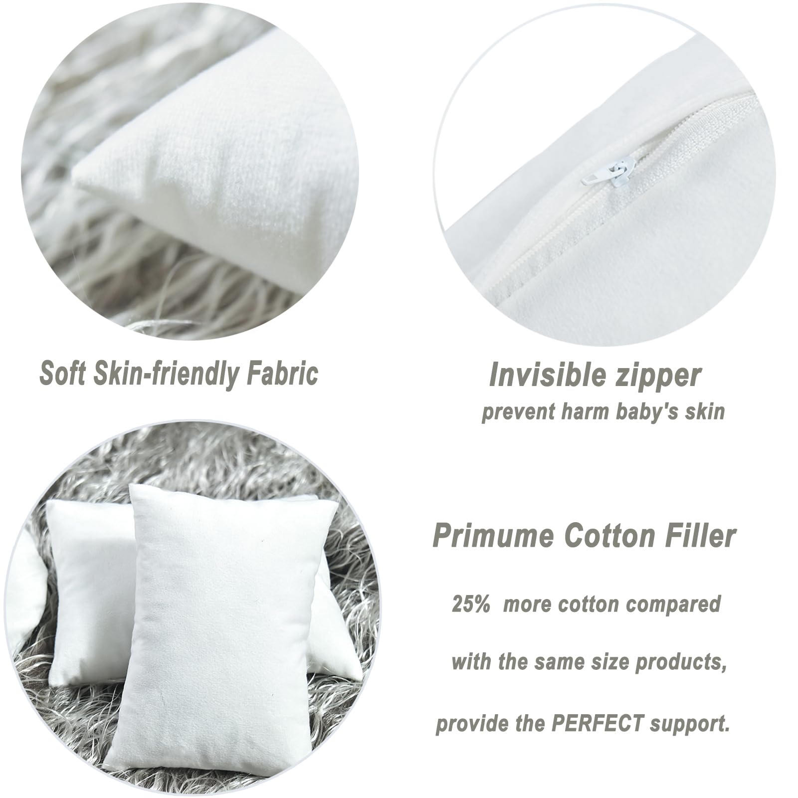 4Pc Newborn Photo Props Baby Photography Basket Pictures Infant Posing Props, 1 Photo Donut, 3 Posing Pillows(Fits 0 3 Month)