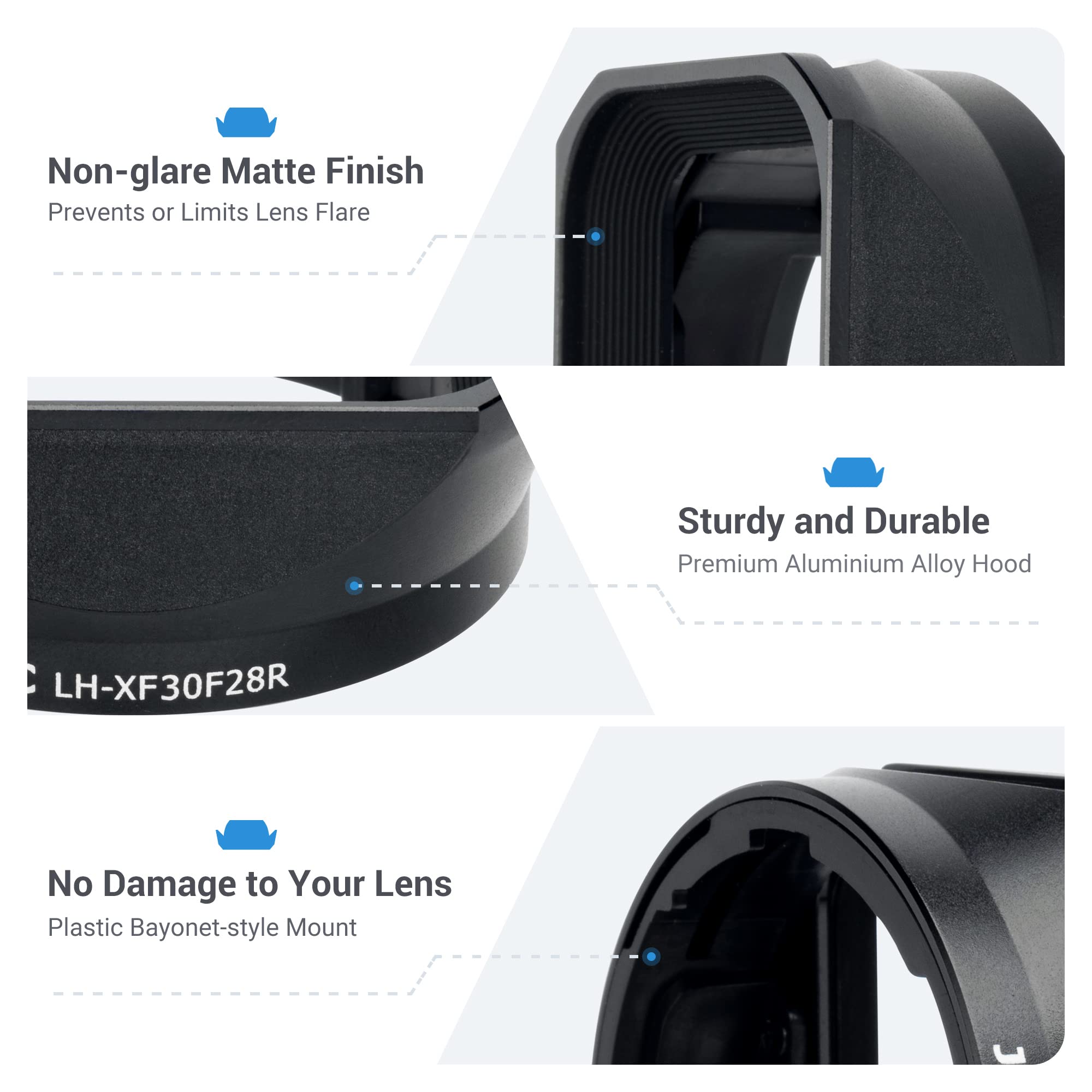 Jjc Square Metal Bayonet Lens Hood Shade For Fuji Fujifilm Xf 30Mm F/2.8 R Lm Wr Macro Lens, Xf30Mm F2.8 Lens Hood On X T5 Xt5 X