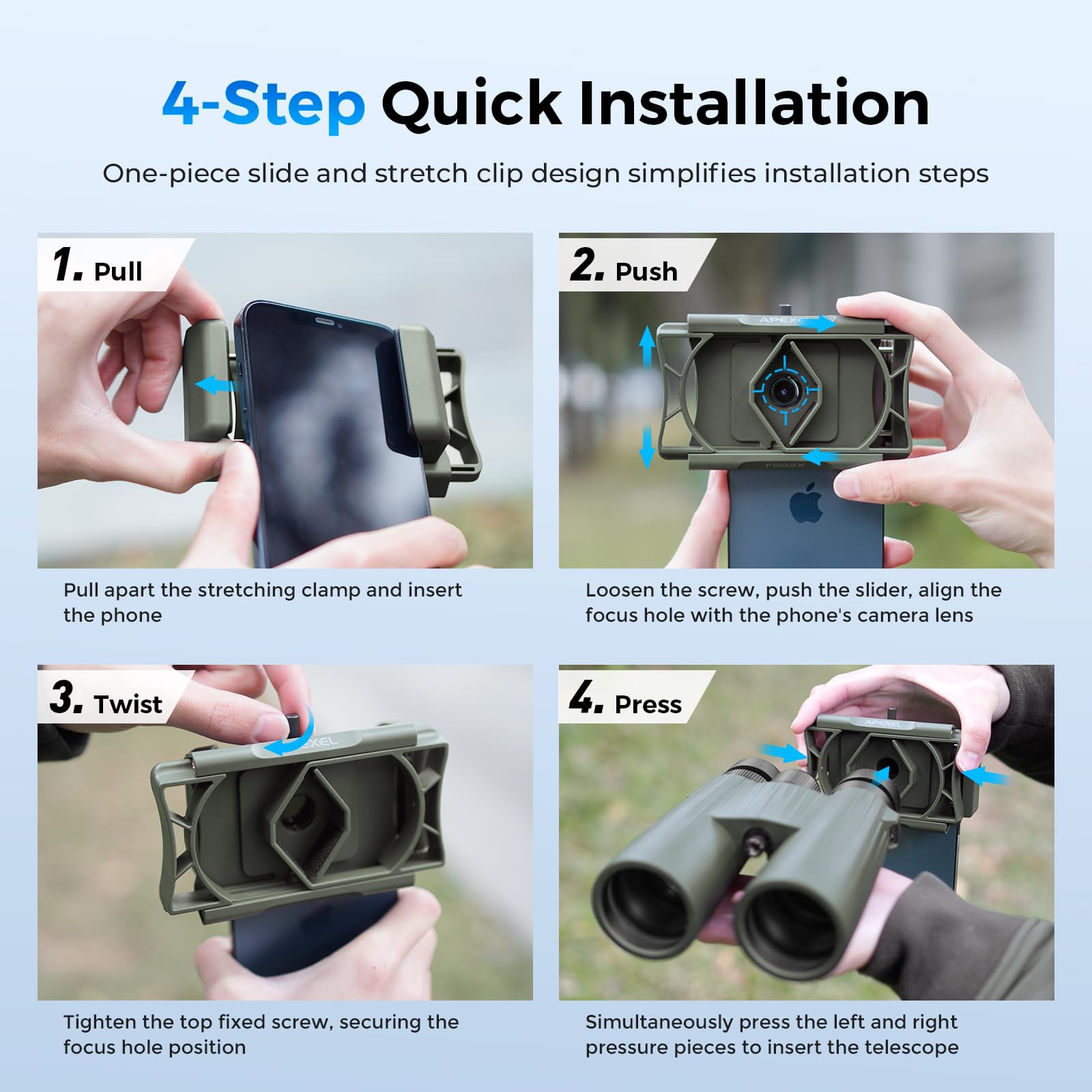 Upgraded Telescope Phone Adapter, Rotatable 360 Binocular Photo Adapter For Android & Iphone,Smartphone Holder Mount For Telesco