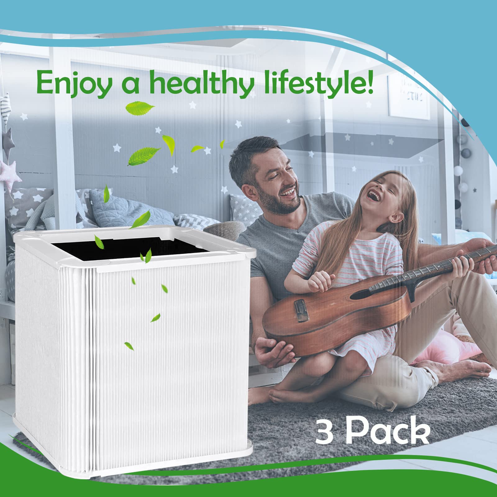 Carmerny Blue Pure 211+ True Hepa Replacement Filter Compatible With Blueair Blue Pure 211+ And Max Air Cleaner Purifier, 2 Pack