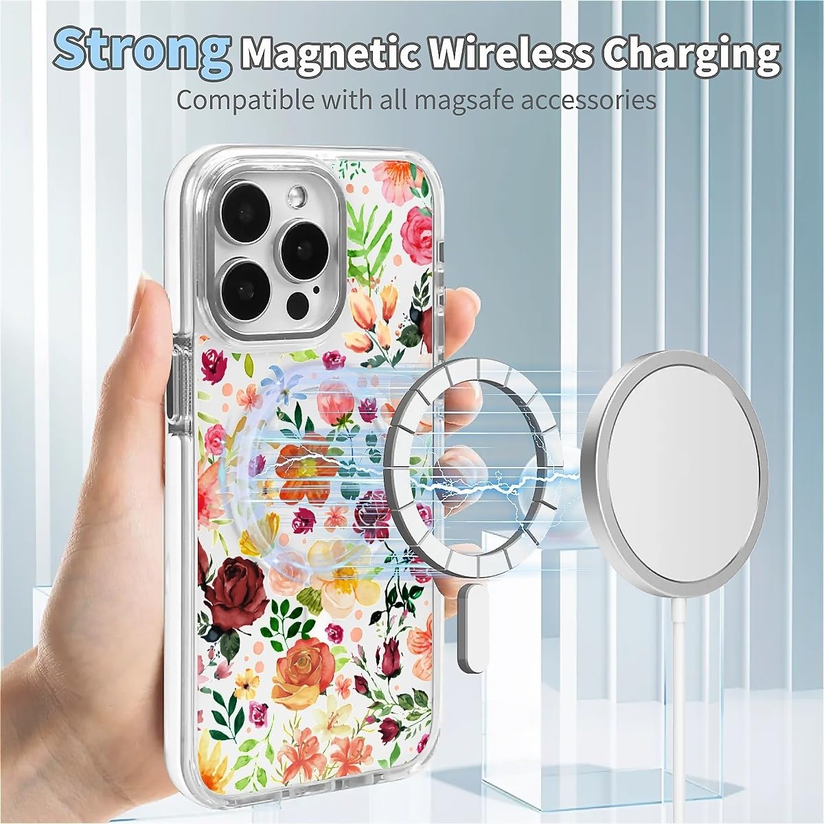 Okbuok For Iphone 13 Pro Max Case [Compatible With Magsafe],Girls Women Clear Magnetic Case Silicone Shockproof Protective Cover