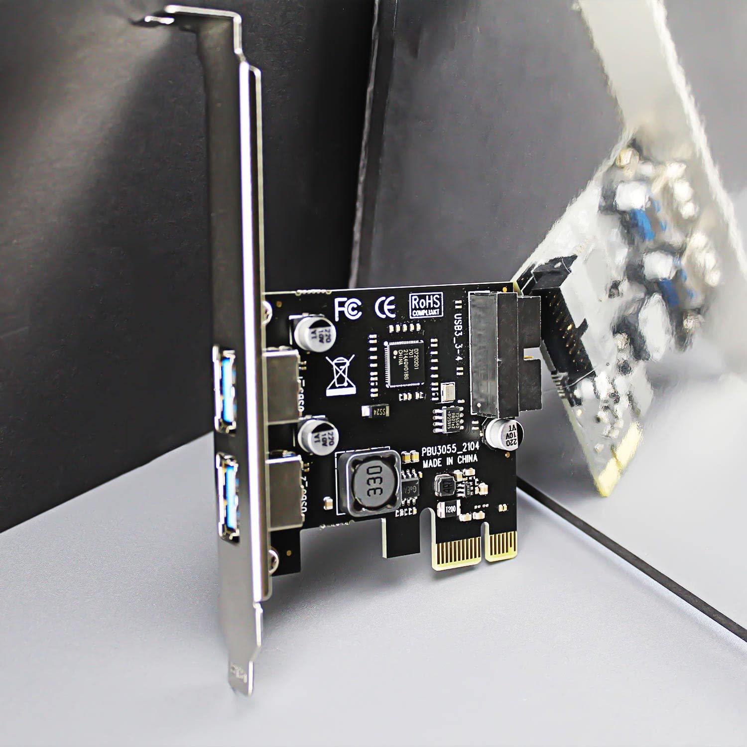 Glotrends U3055 N Usb 3.2 Gen1 5Gbps Pcie Expansion Card With 19Pin Usb Header, Low Profile Bracket Included, Compatible With Wi