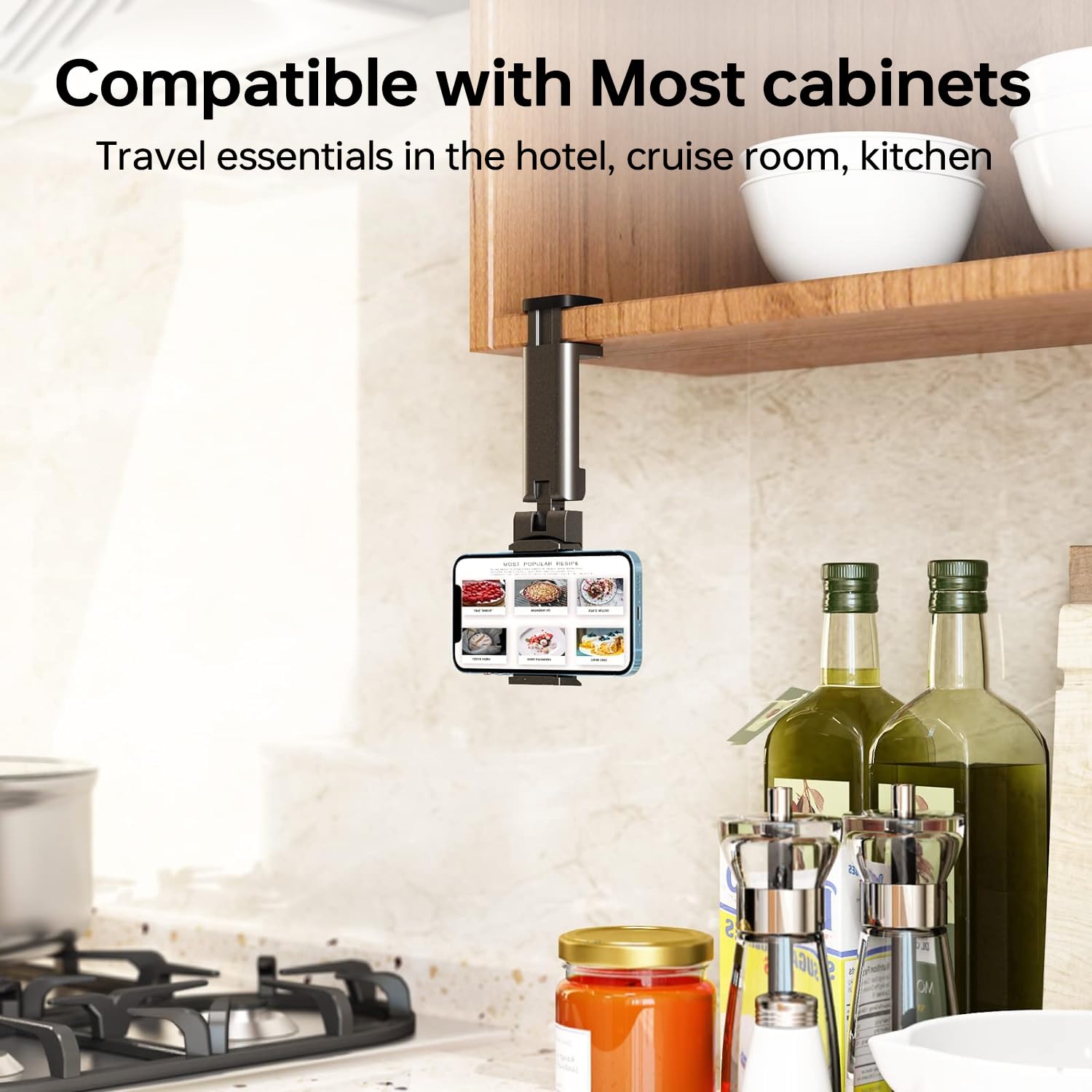 Airplane In Flight Phone Holder,Klealook 4 In 1 Adjustable Phone Stand For Travel,360      Rotating Desk Phone Clamp,Portable Fo