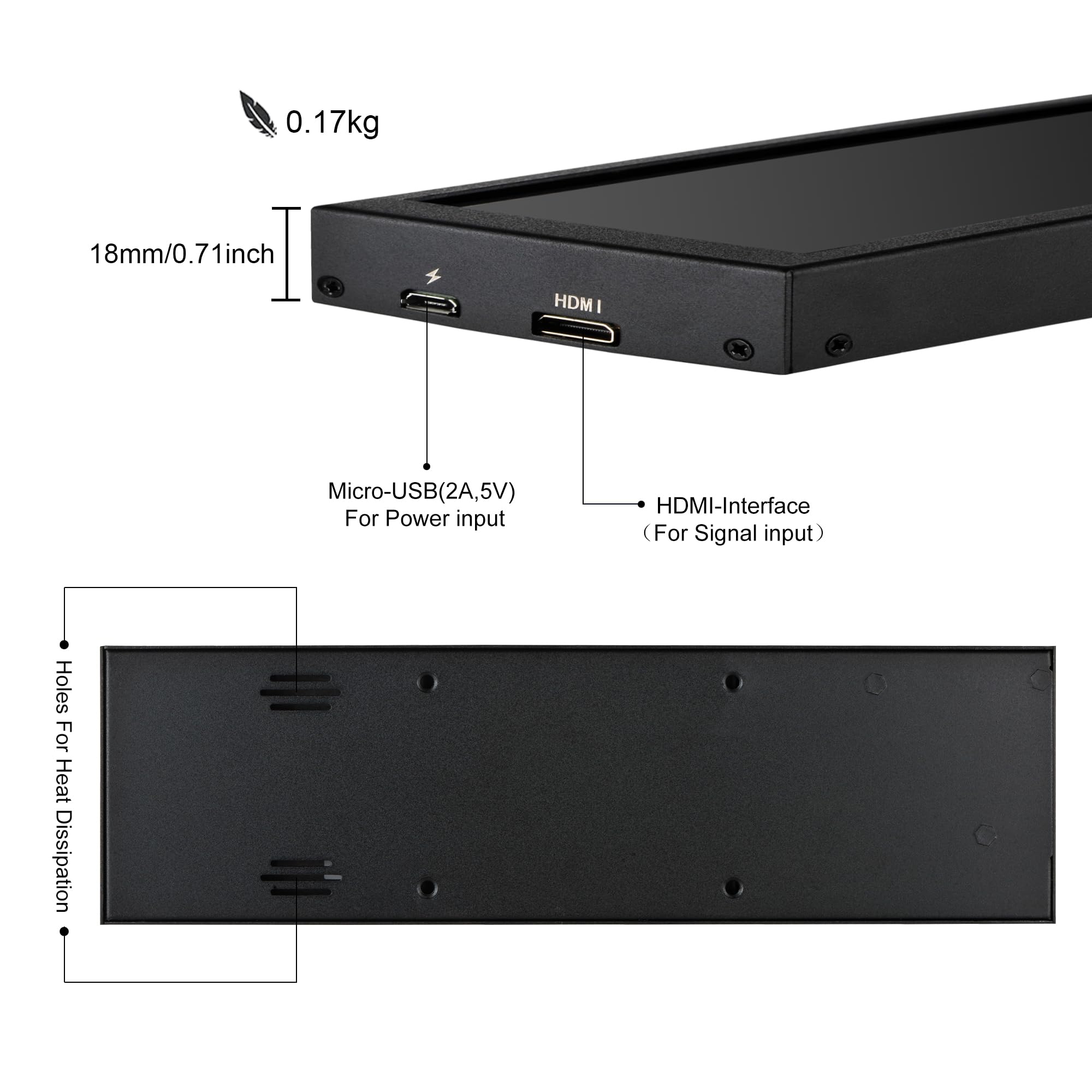 Wisecoco 8.8 Inch Computer Secondary Screen Cpu Temperature Monitor With Casing Fhd Ips 1920X480 Lcd Display For Computer Case T