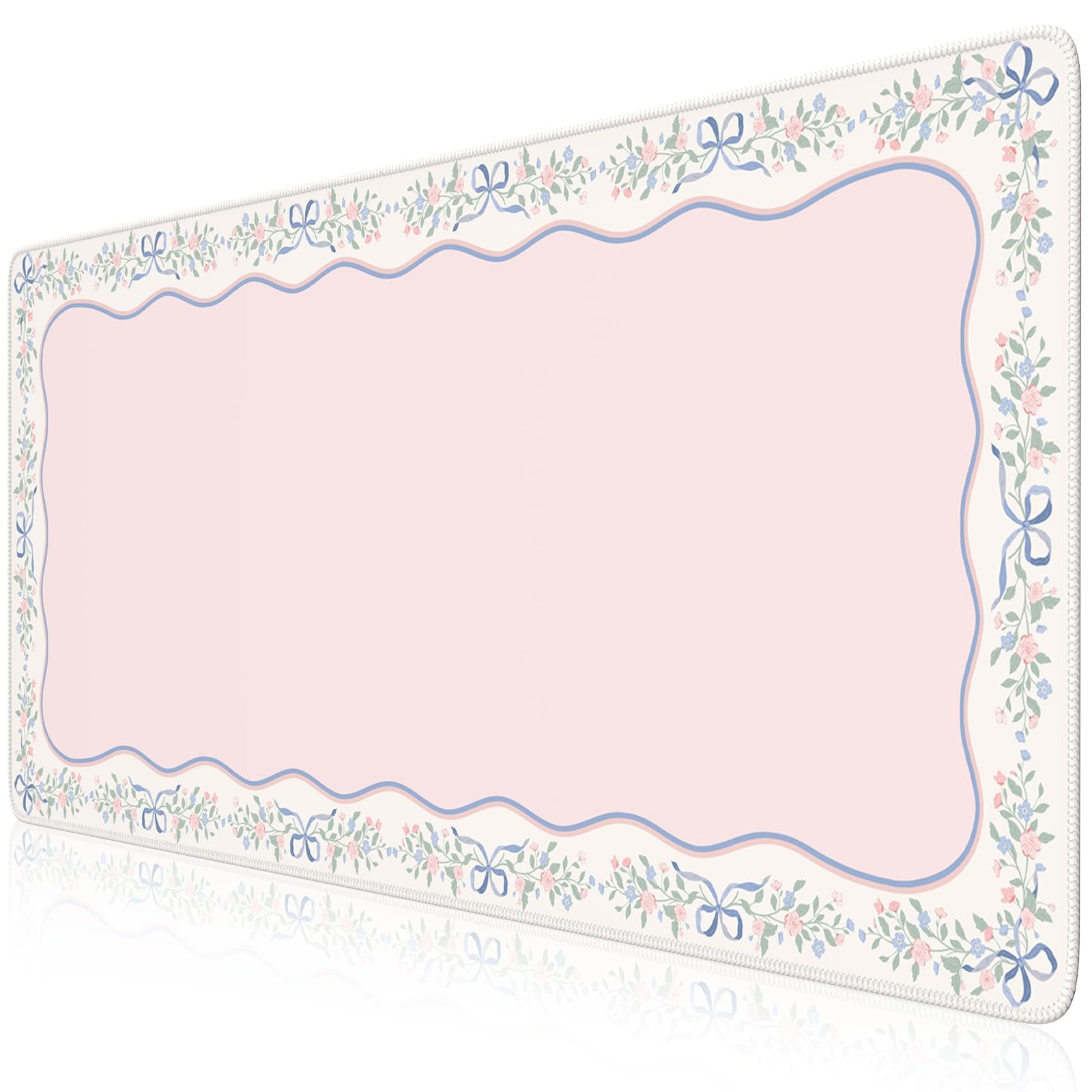 HAOCOO Cute Girly Computer Mat, Pink Bow XXL Mouse Pad for Gaming & Office, Non-Slip Waterproof Desk Matt for Desktop, Aesthetic