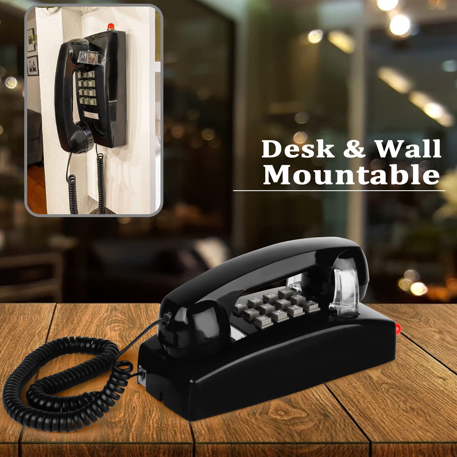 Retro Wall Phones For Landline With Mechanical Ringing Classic Corded Wall Mounted Telephone With Indicator Waterproof Old Style