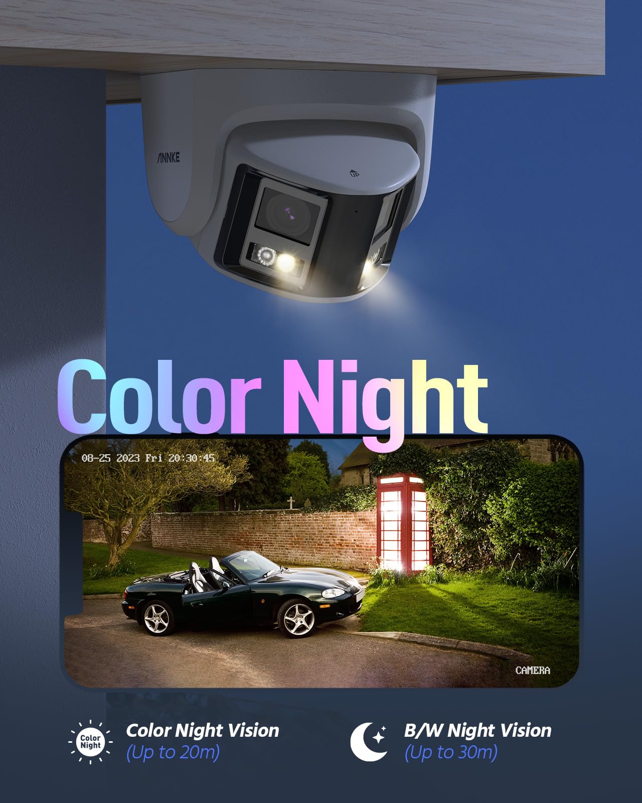 ANNKE FCD800 8MP PoE Security Camera - 180° View, Color Night Vision, Two-Way Talk, SD Card Slot, Outdoor Surveillance