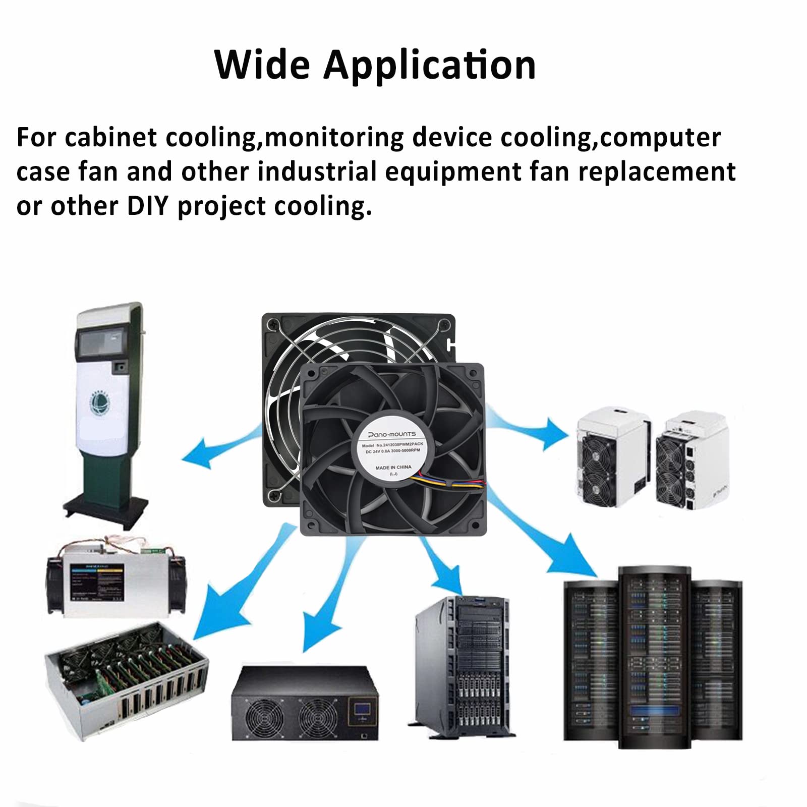 2 Pack 24V Dc 120Mm High Cfm 12038 120Mm X 38Mm 4.72Inch 0.8A High Speed Dual Ball Bearing 4Pin Pwm Brushless Pc Computer Cpu Ca