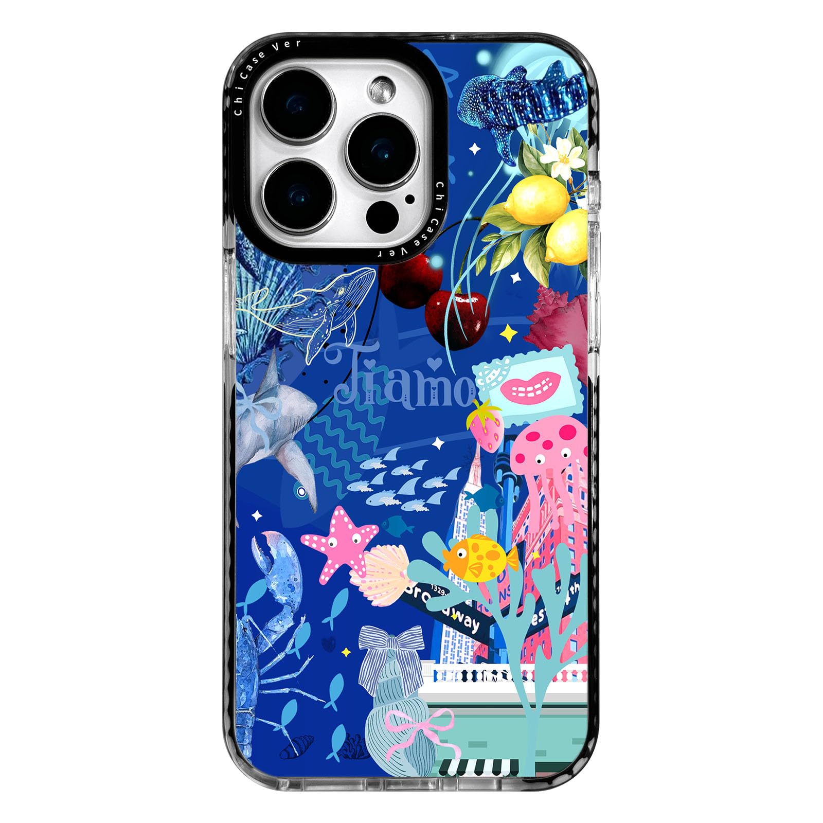 ChiCaseVer for iPhone 12 Pro Case Pink Ocean Adventure Collage Pattern Military Grade Drop Protection Slim TPU with Camera Prote