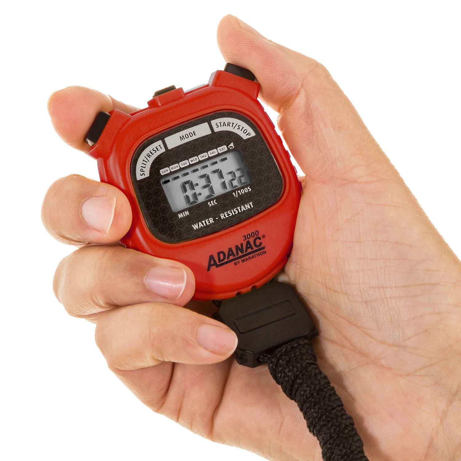 Marathon Adanac 3000 Digital Stopwatch Timer, Red   High Precision Accuracy To 1/100Th Seconds   Water, Dust & Shock Resistant