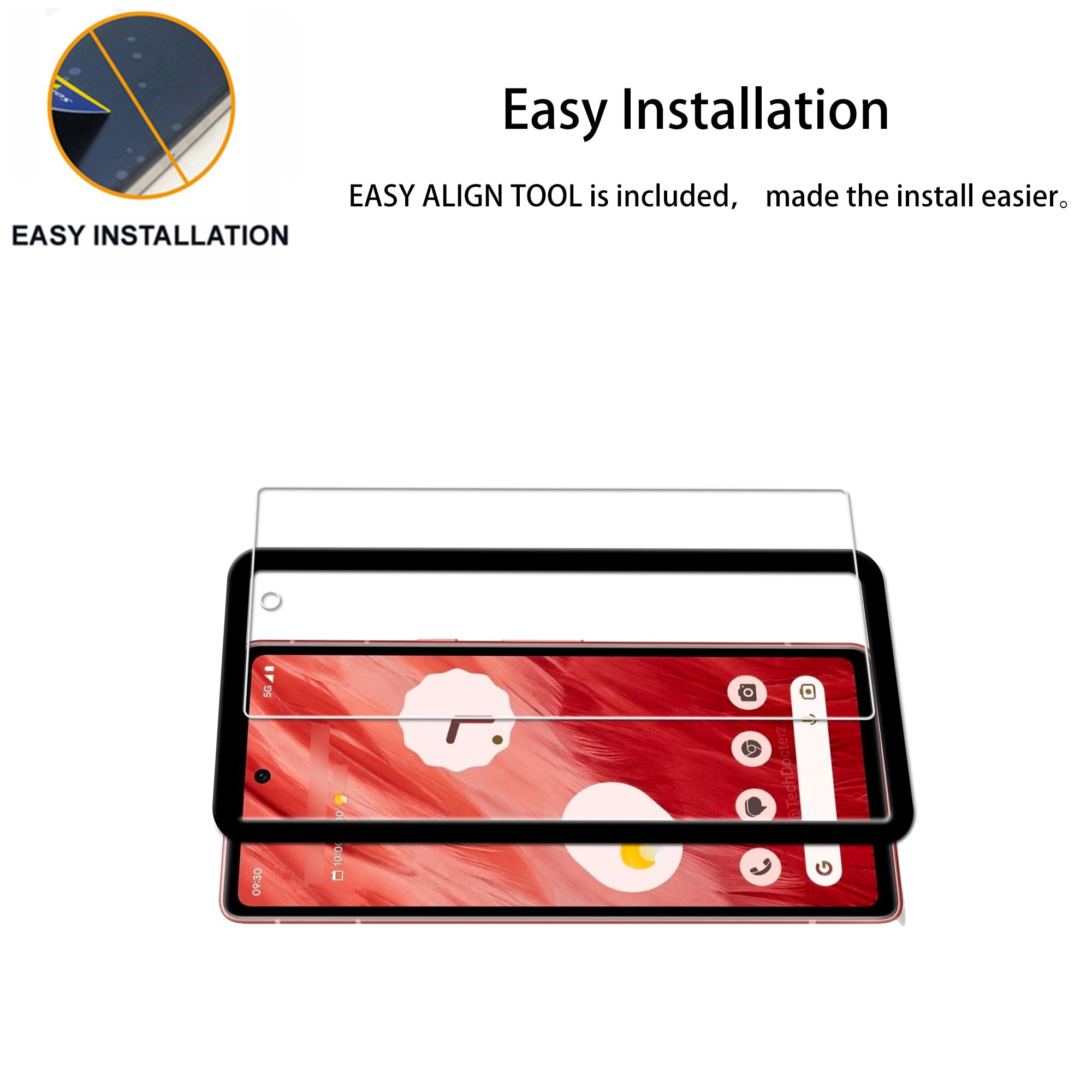 Hkkais Easy Alignment Frame Designed For Google Pixel 7A 5G Tempered Glass Screen Protector 2 Pack