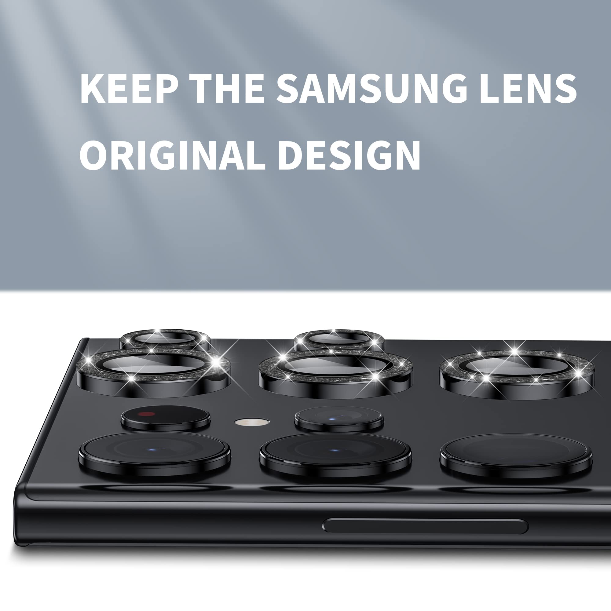 Hoerrye For Samsung Galaxy S23 Ultra Camera Lens Protector, Case Friendly, 9H Tempered Glass Anti Scratch, Space Titanium Milita