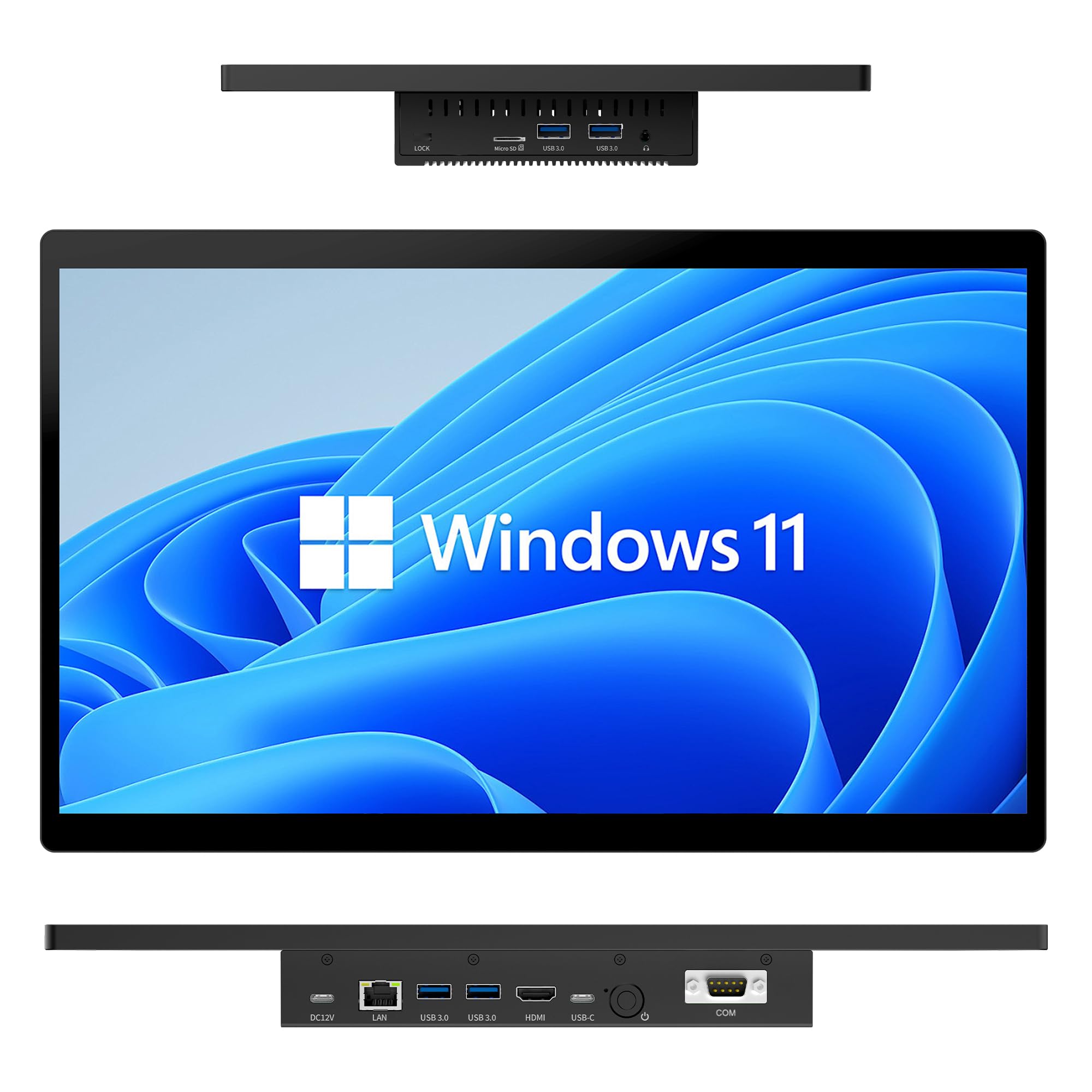 OuuOee Industrie Panel PC Industrial PC Touchscreen 15.6 Inches, Fanless Panel Computer All in One Win11 Pro N5095 8GB RAM 128GB