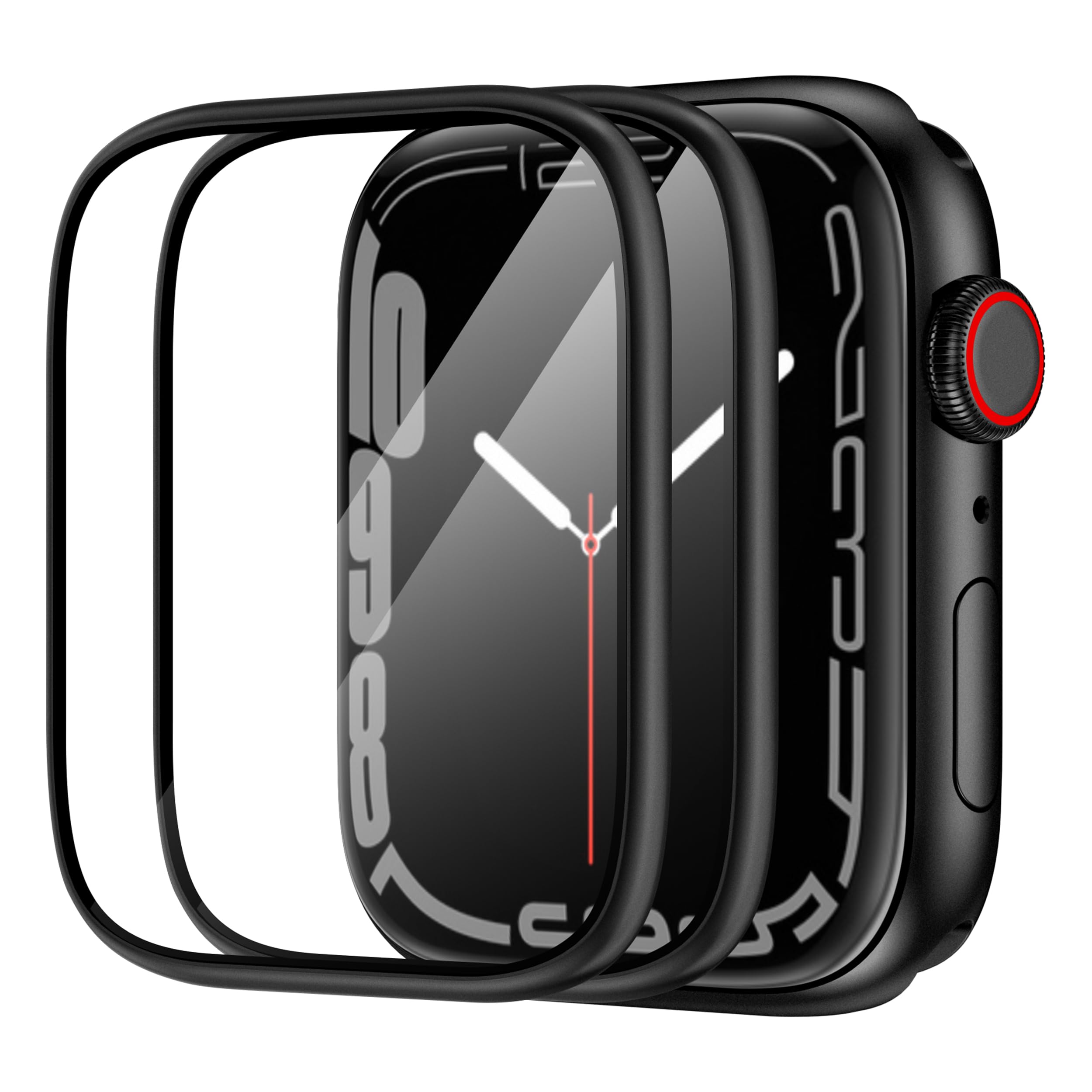 Swuu 2 Pack Tempered Glass Screen Protector With Titanium Alloy Frame Compatible With Apple Watch Series 9 8 7 41Mm Screen Prote