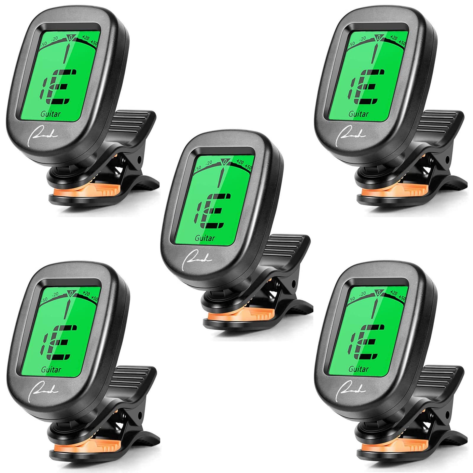 Ranch 5 pcs Guitar Tuner Clip On for Acoustic/Electric Guitar, Ukulele, Violin, Bass, Banjo and Chromatic Tuning Modes