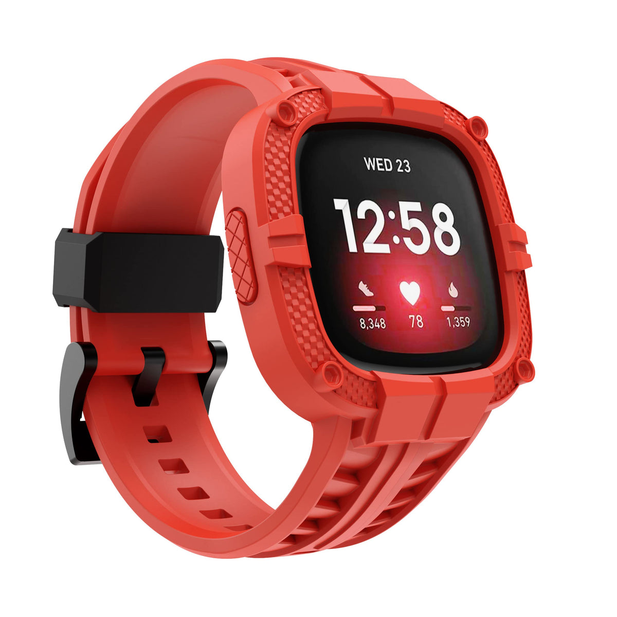 Gelishi Compatible For Fitbit Versa 3/Fitbit Sense Bands With Bumper Case,Rugged Protective Band Tpu Protector Case Wristband St