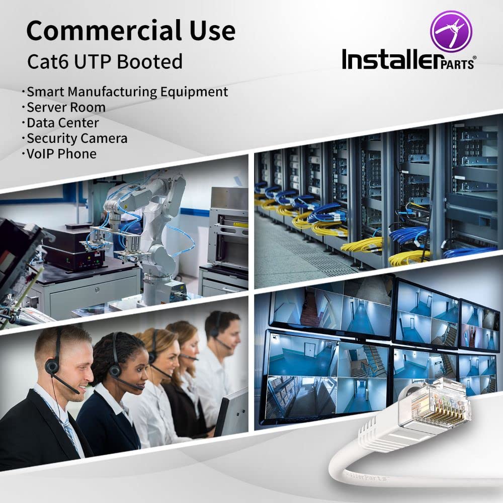 Installerparts Cat6 Cable Utp Booted [White]   [0.5 Ft]   [20 Pack]   Professional Series   10Gbps, Cat6 Patch Cable, Cat 6 Patc