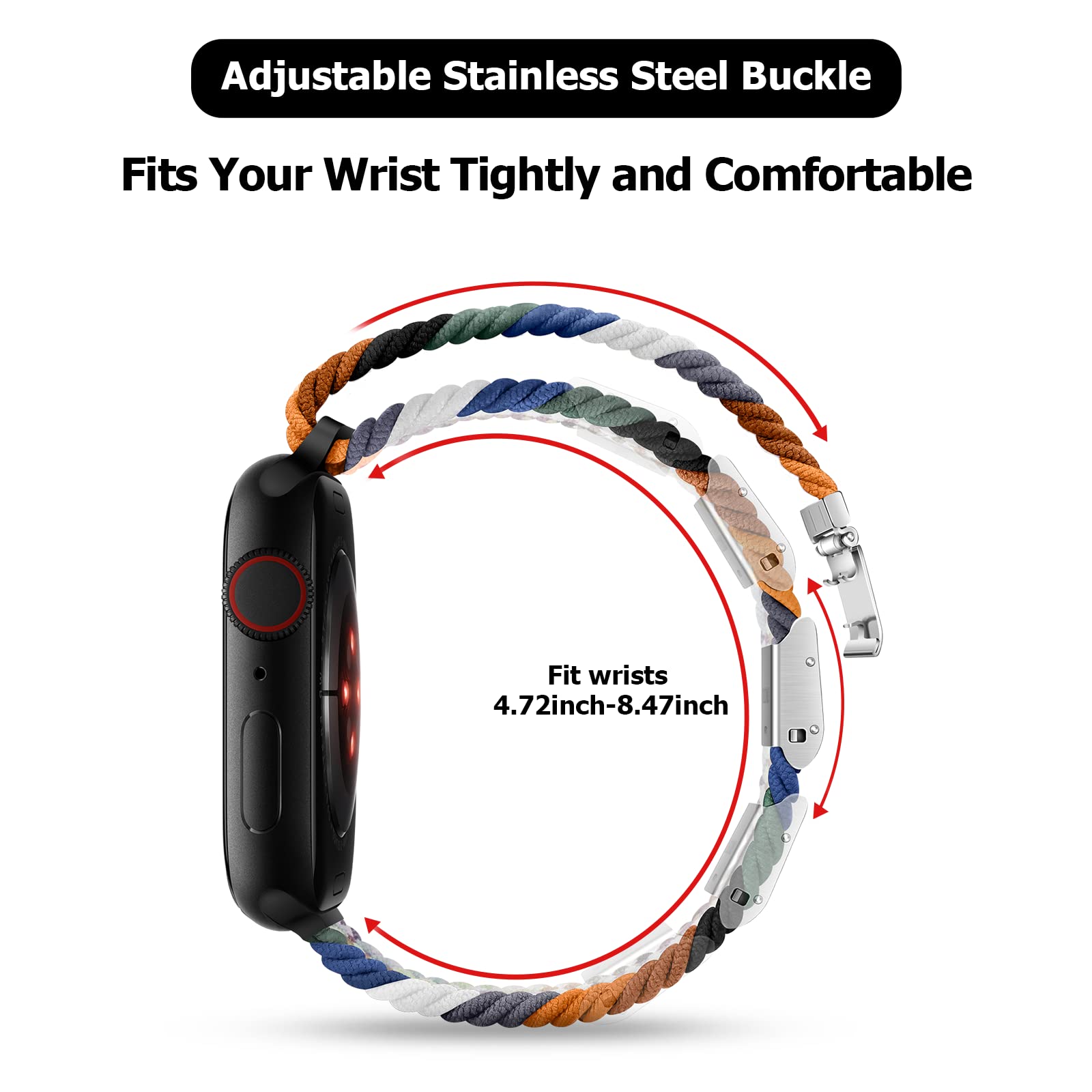 Nepfaivy Compatible With Apple Watch Band   42Mm 44Mm 45Mm 49Mm Braided Stretchy Sport Loop For Apple Watch Series Se 8 7 6 5 4