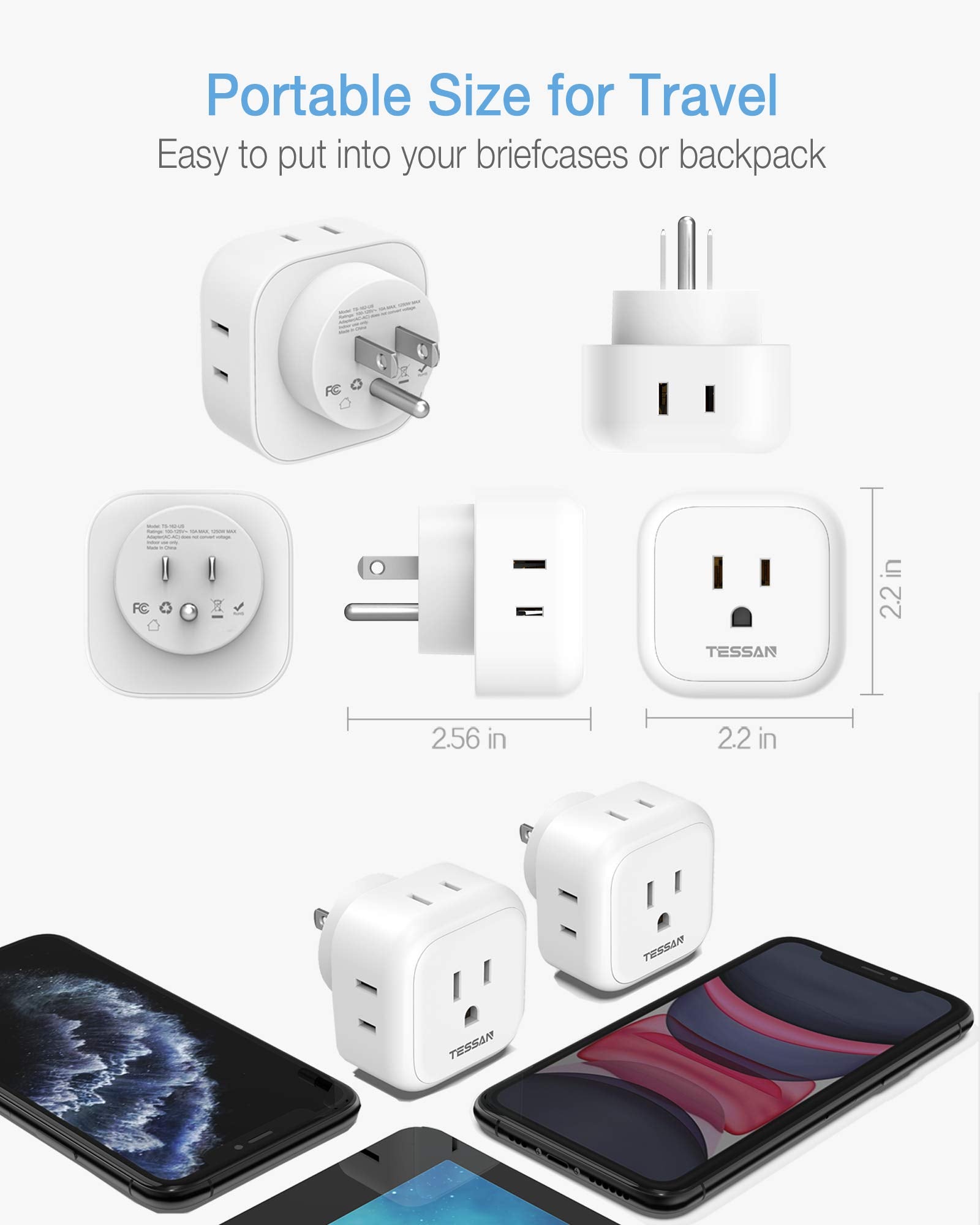 Multi Plug Outlet Extender, Tessan Multiple Plug Splitter With 4 Electrical Outlets, 2 Packs Wall Tap Power Plug Expander For Cr