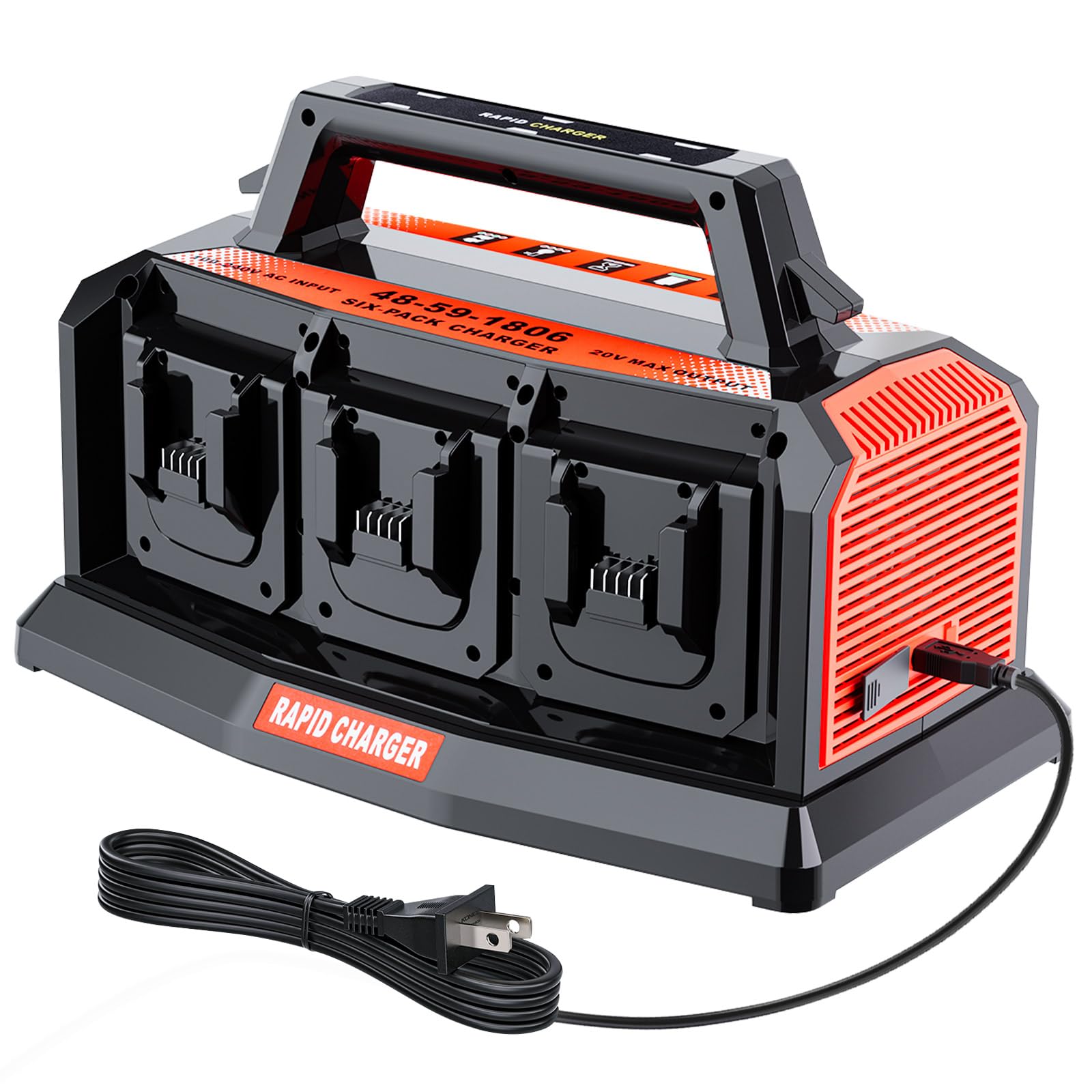 Mewryytuo Rapid Fast Charger Station 6 Port 18V Compatible with Milwaukee M18 18V Battery, Super Fast Multi Charger for M18 Batt