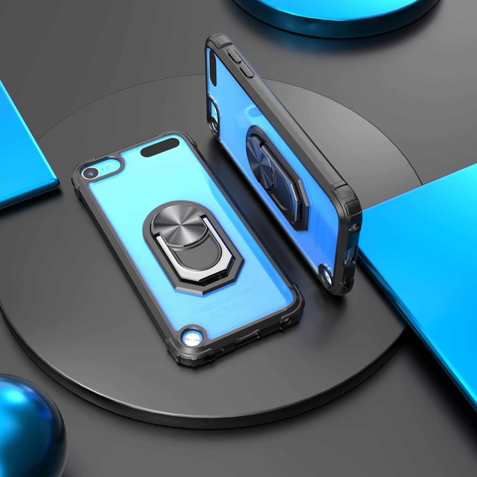 Idystar For Ipod Touch Case Clear With Kickstand,For Ipod Touch 7 Case With 2 Hd Screen Protectors,Clear Crystal Case With Built