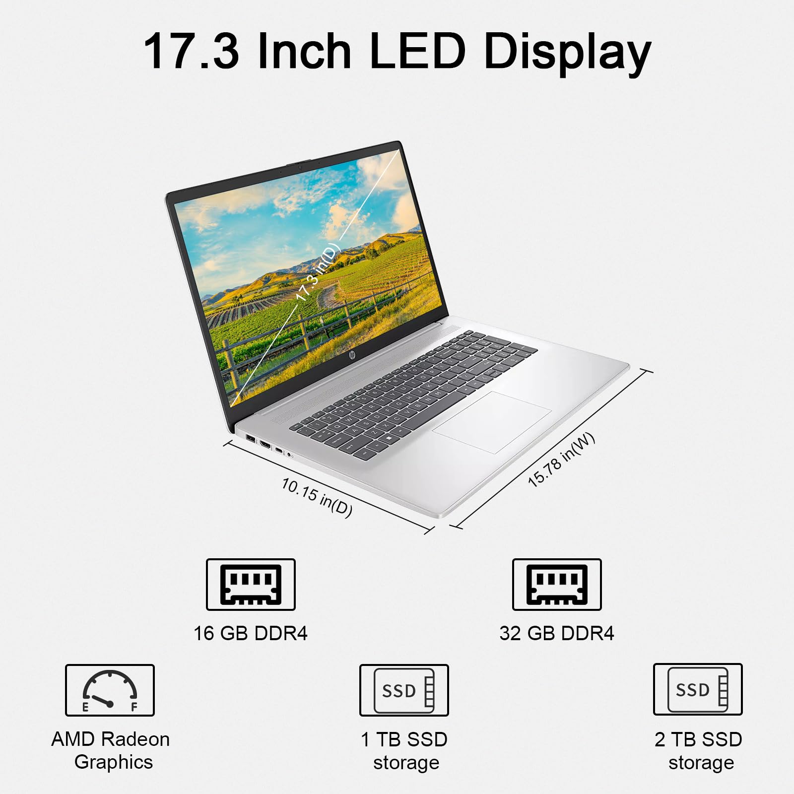 Hp 2023 Newest 17'' Laptop, Amd Ryzen 5 7530U(Beats I7 9750H), Hd Led 17.3''Touchscreen Display, 32Gb Lpddr4 Ram, 1Tb Ssd, Win11