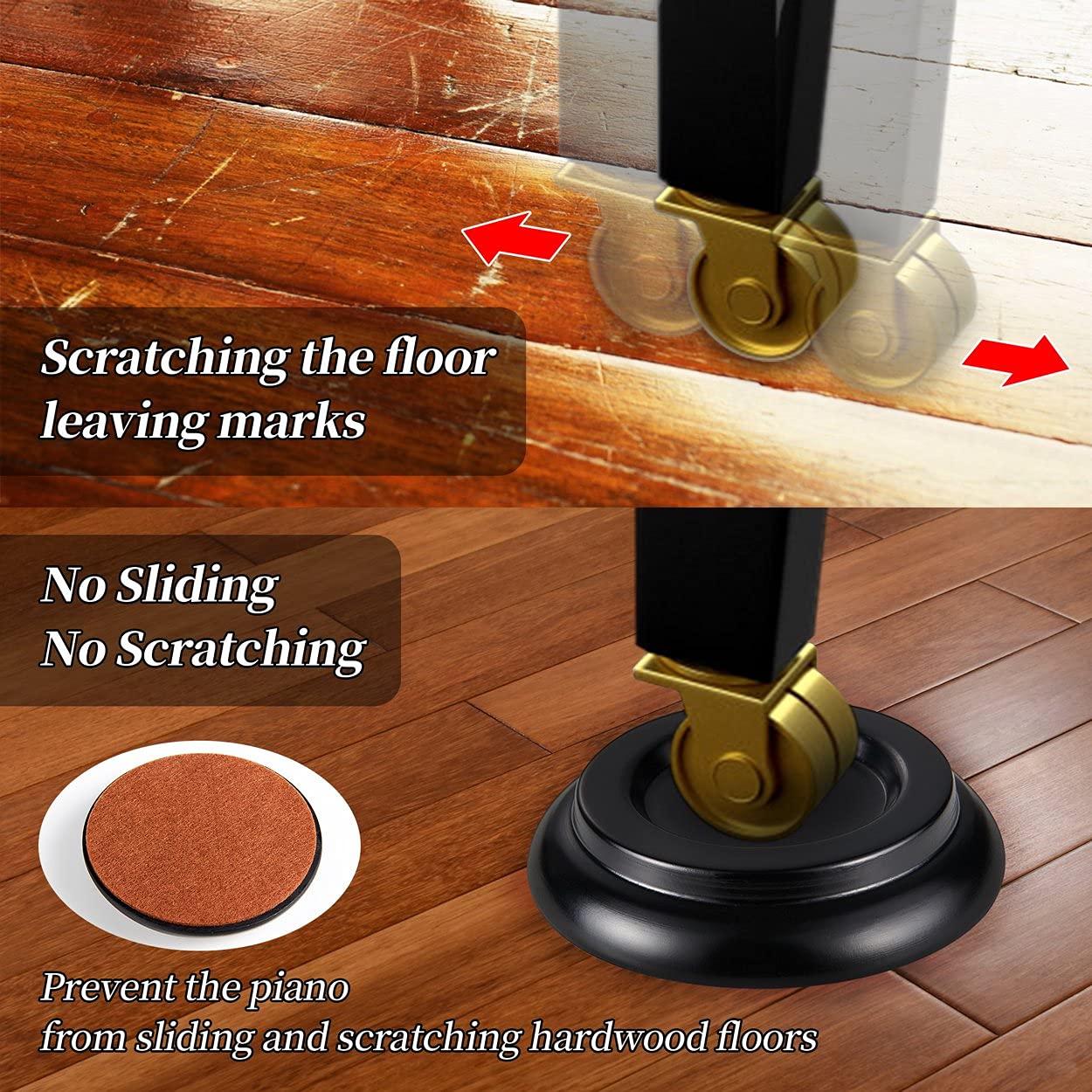 Piano Caster Cups Leg Floor Protectors Wogod Upright Piano Caster Cups Felt Bottom Leg Pads For Wood Floor Furniture